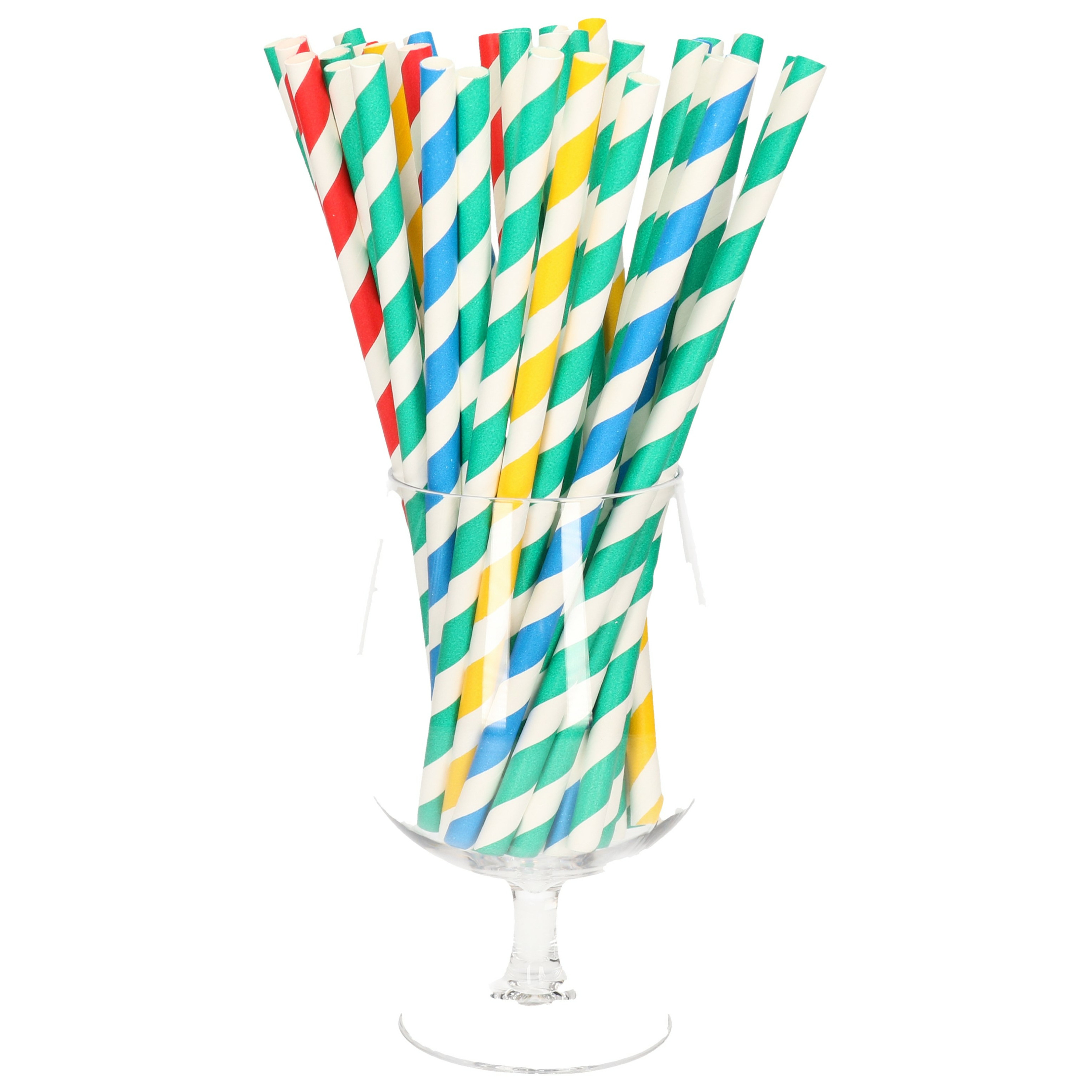 100x Duurzame papieren drinkrietjes gekleurd 21 cm -