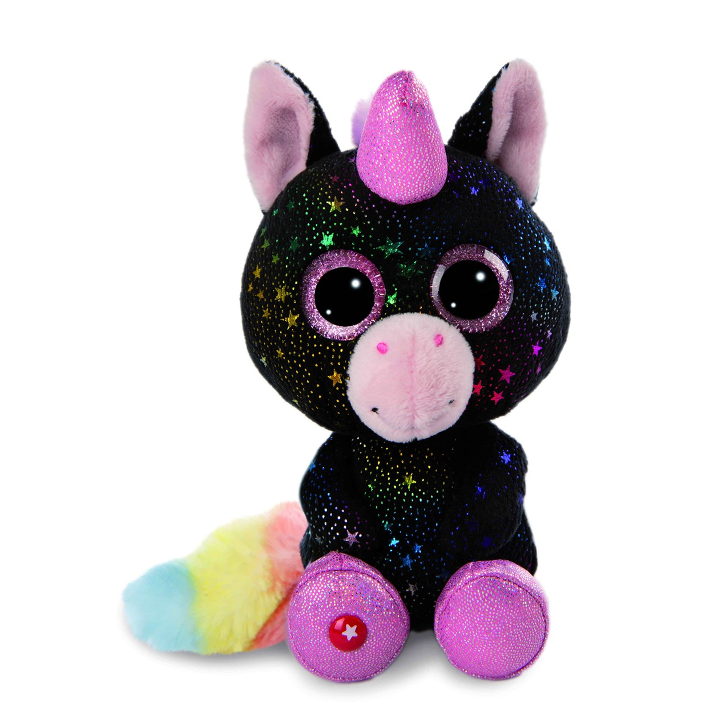 Nici eenhoorn Vita - pluche knuffel - zwart/roze - 15 cm -