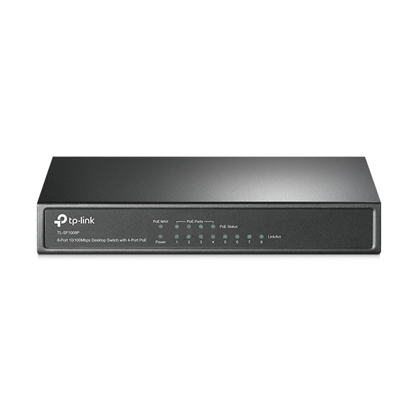 TP-Link TL-SF1008P 8-Port 10/100M Desktop PoE Switch Switch Zwart