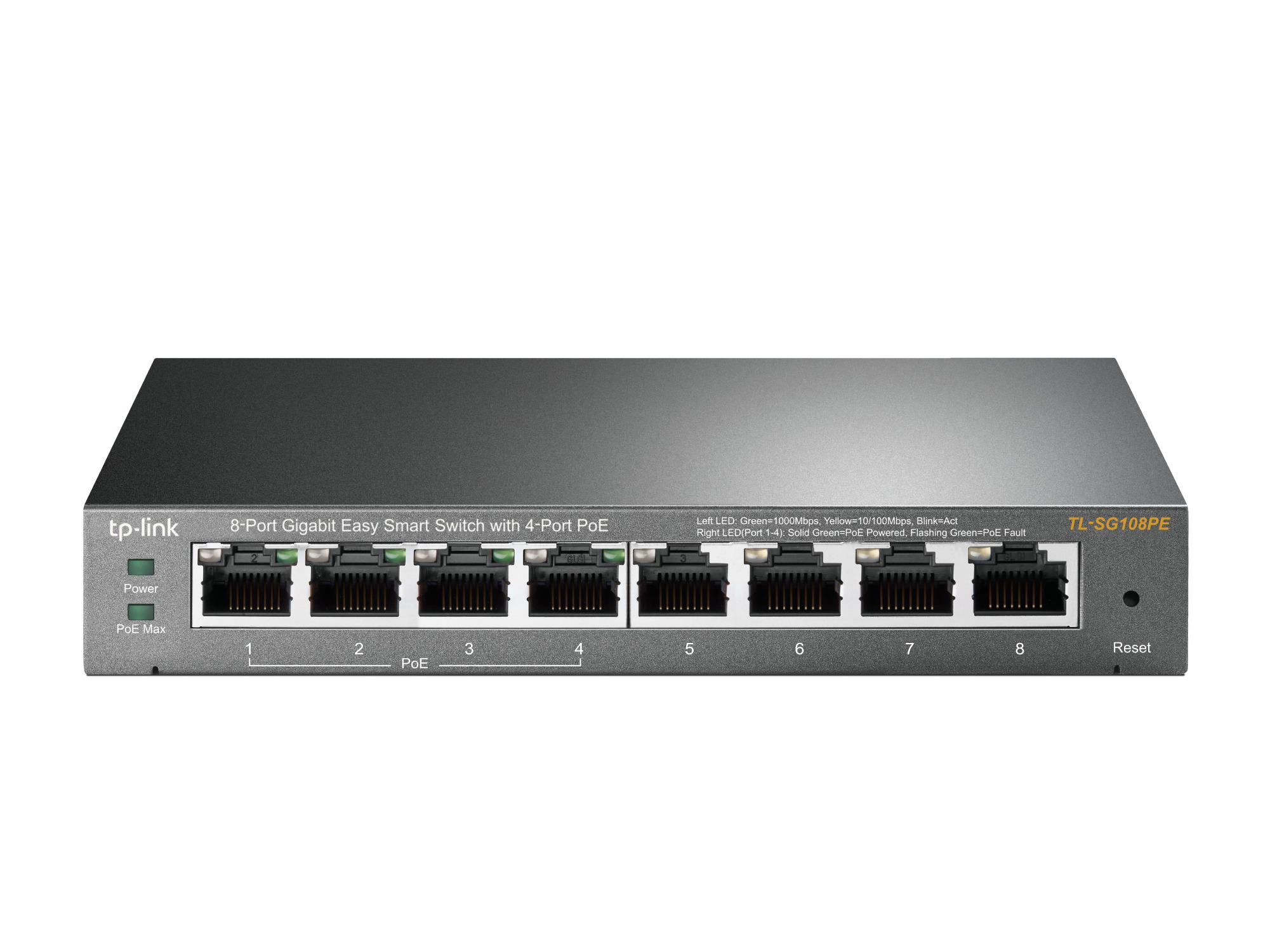 TP-Link TL-SG108PE 8-Port Gigabit Easy Smart Switch with 4-Port PoE+ Switch Zwart