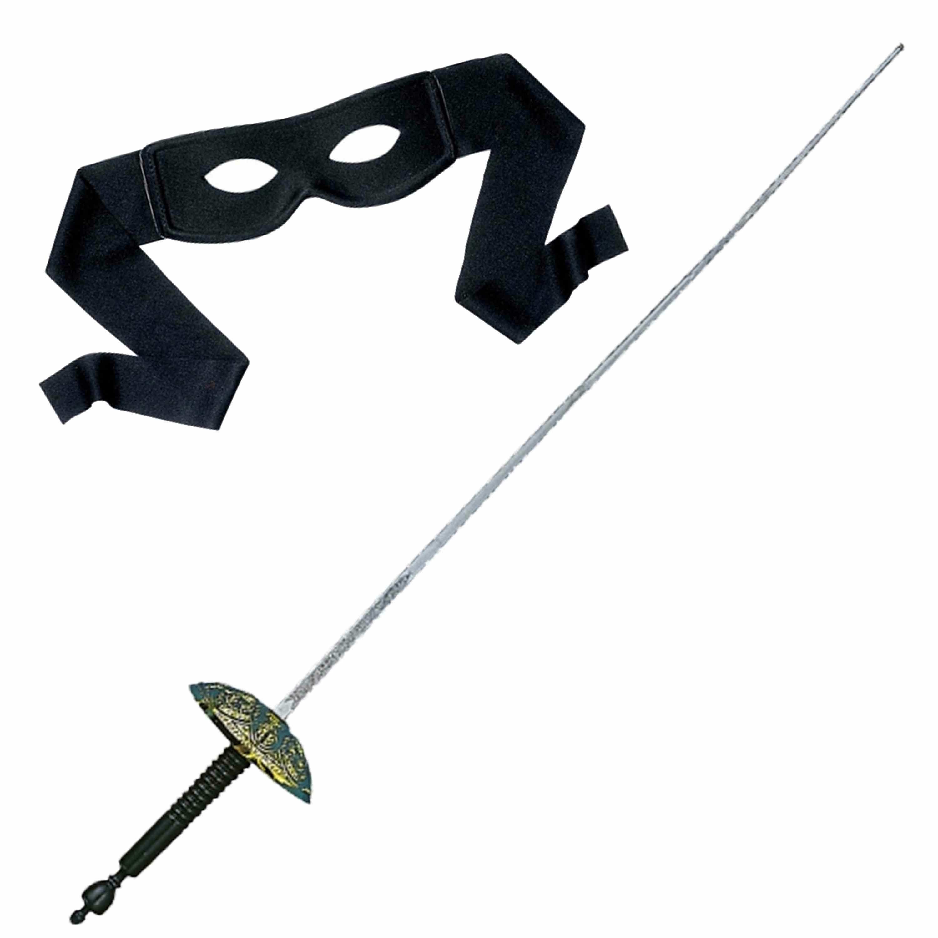Zorro verkleed set zwart masker met Sabel 60 cm -
