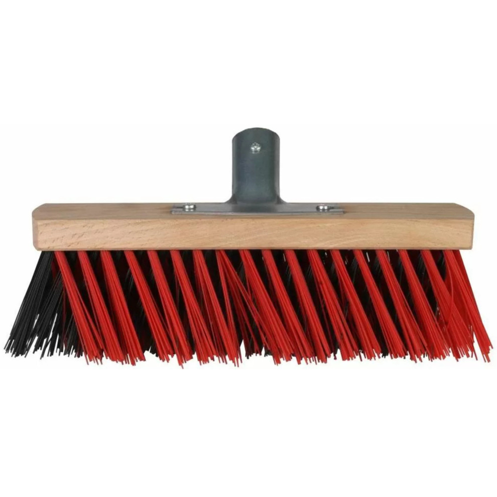 Bezemkop buiten rood/zwart hout/nylon 30 cm -