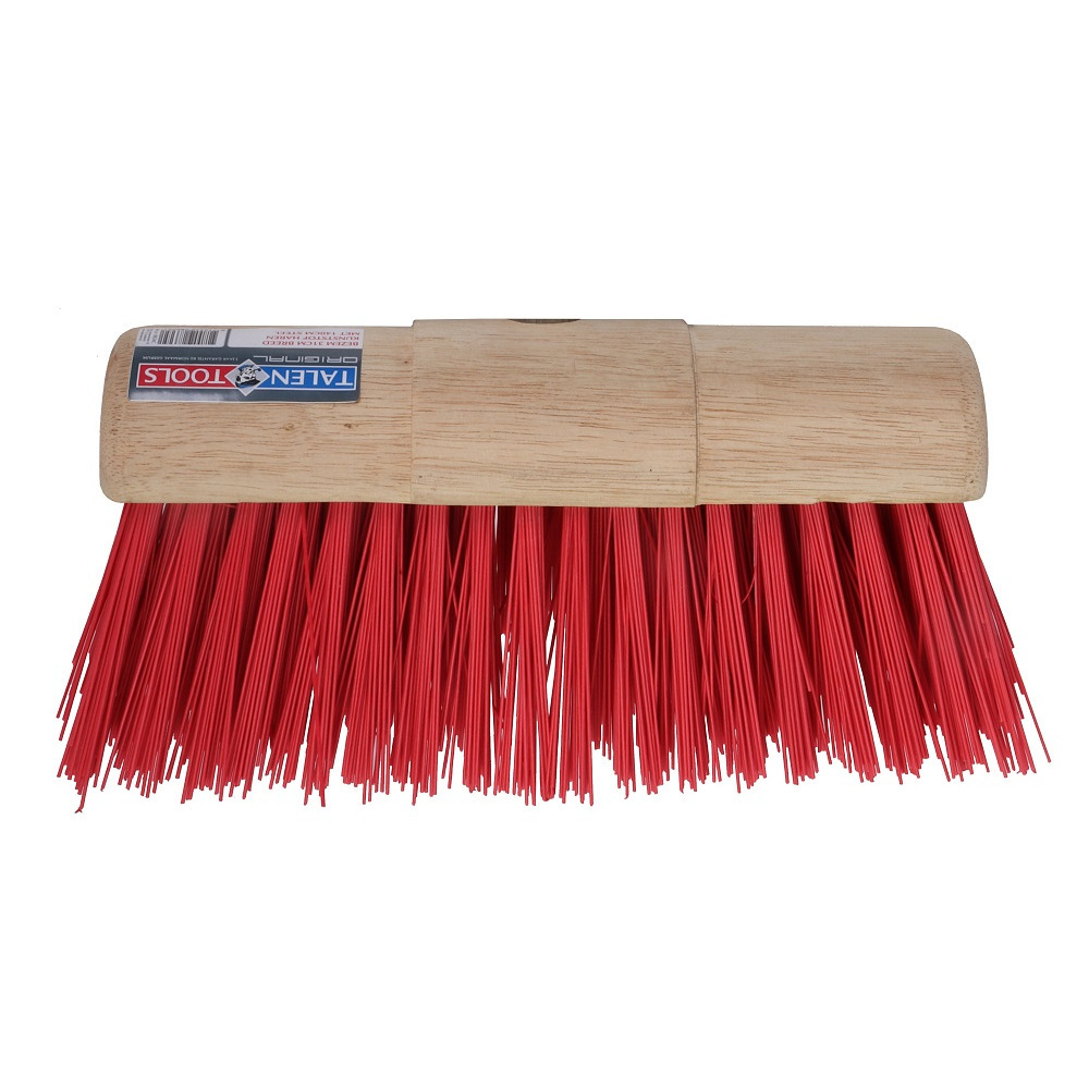 Bezemkop buiten halfrond rood hout/nylon 31 cm -
