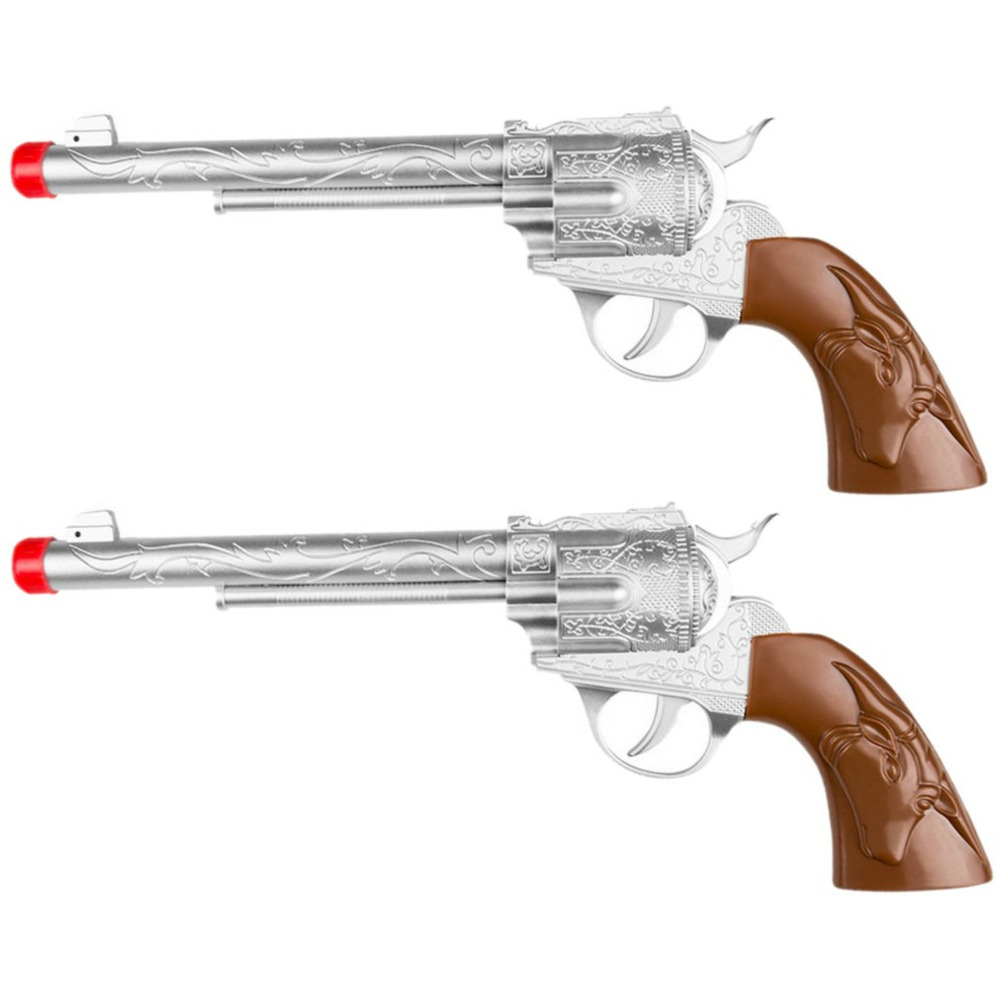 2x stuks verkleed speelgoed Cowboy accessoires pistool/revolver 30 cm -
