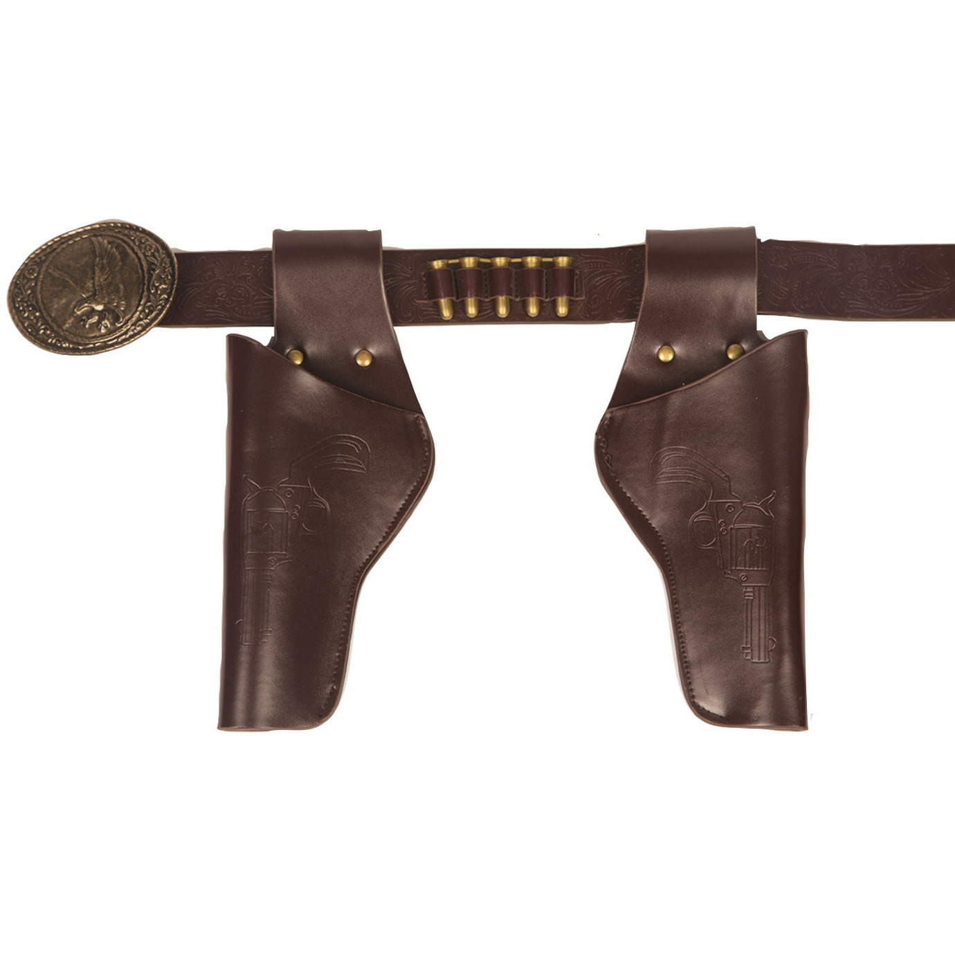 Faram Party Cowboy verkleed holster voor 2 pistolen - bruin - volwassenen -