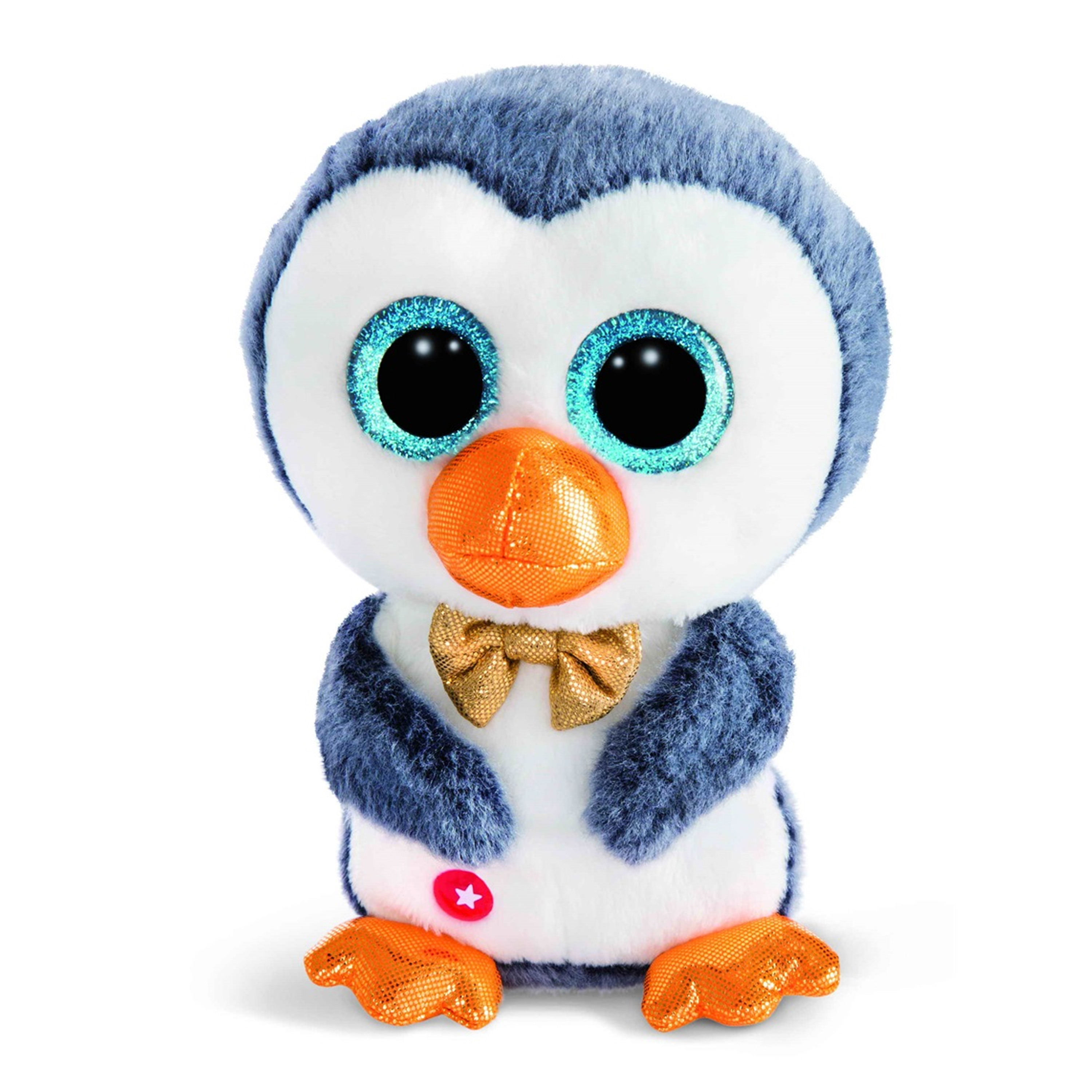 Nici Pinguin Sniffy - pluche knuffel - wit/blauw - 15 cm -