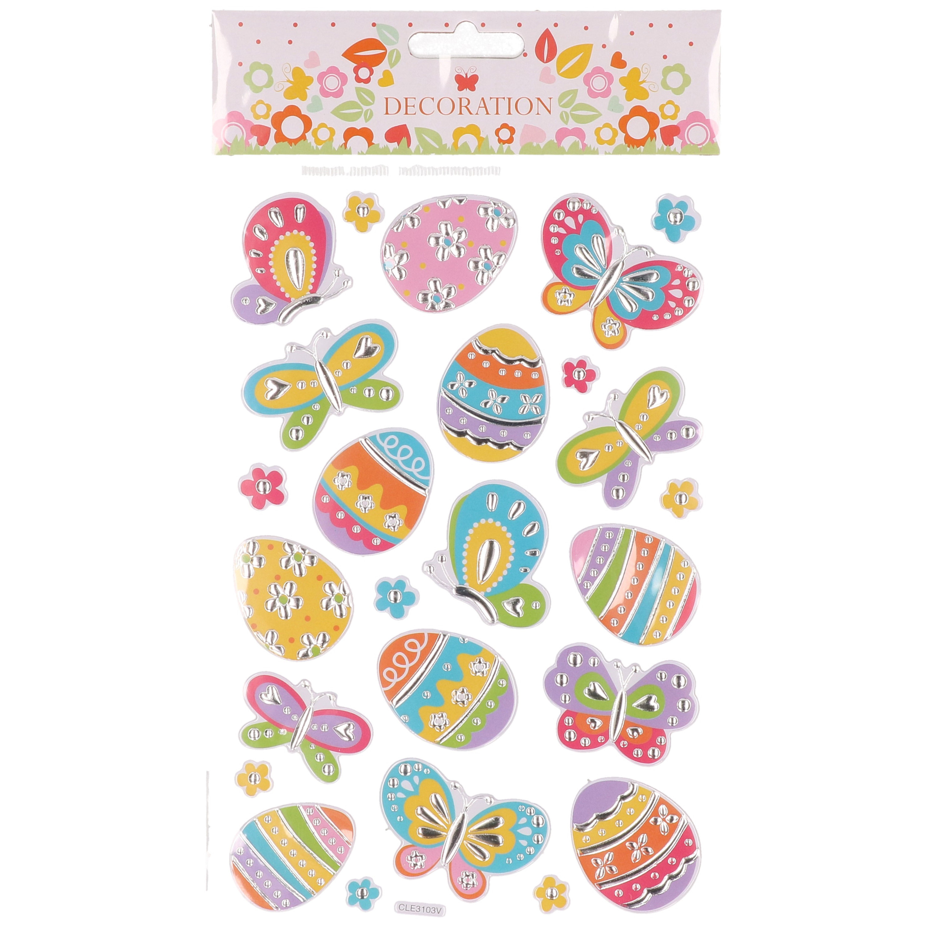 Stickervel met paaseieren en vlinders - 25 stickers - Pasen thema -