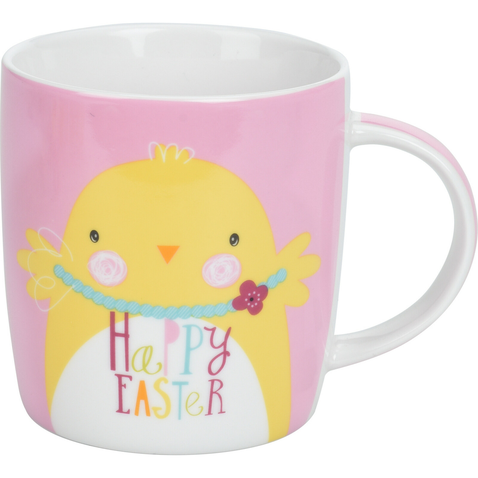 Pasen thema mok met paaskuiken - roze - porselein - 370 ml -