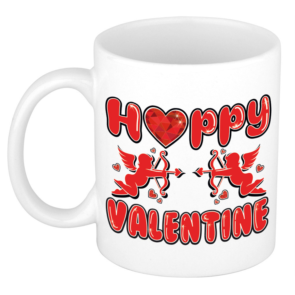 Mok/beker valentijn - Happy Valentine - 300 ml -