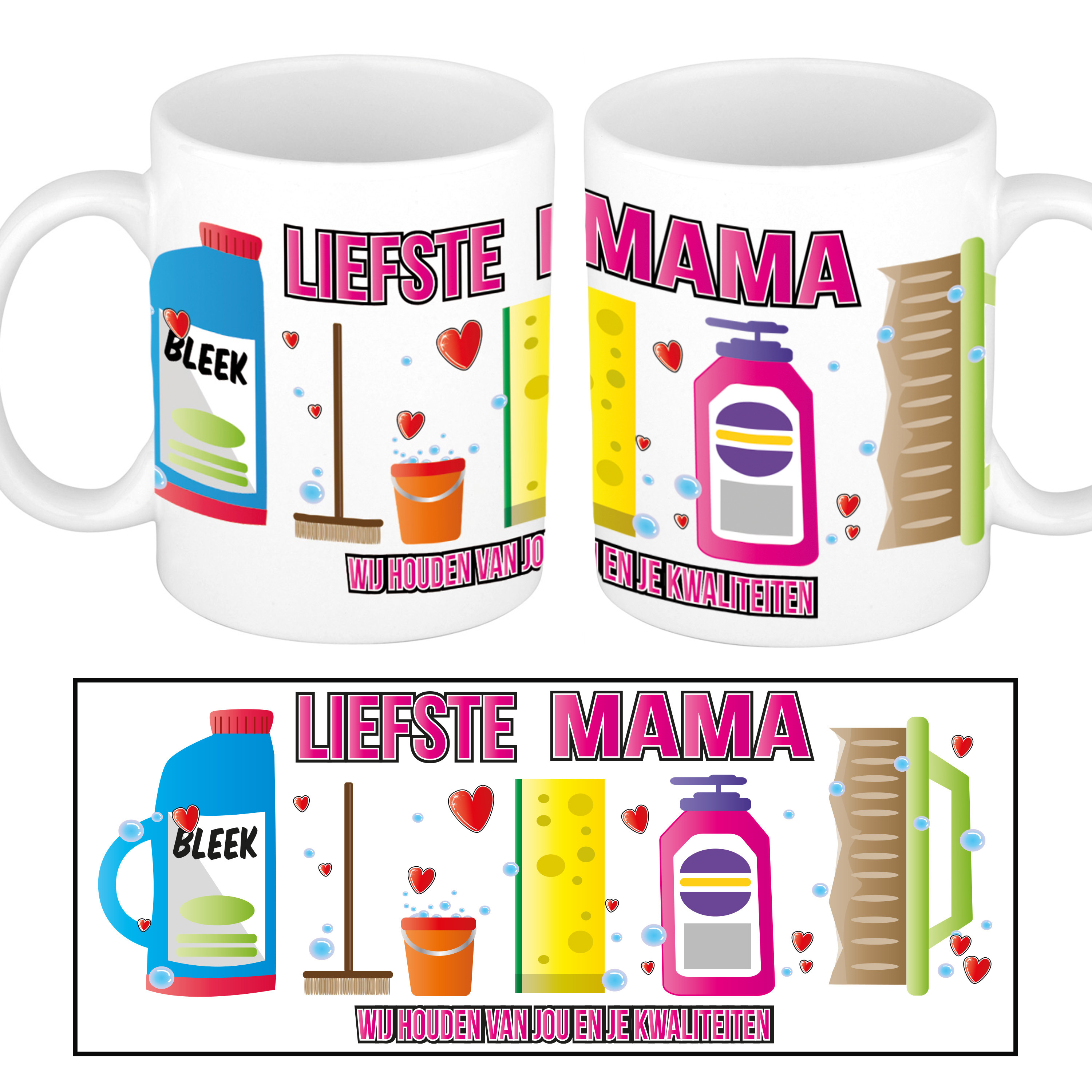 Cadeau mok Moederdag - Liefste mama - schoonmaken - grappig -