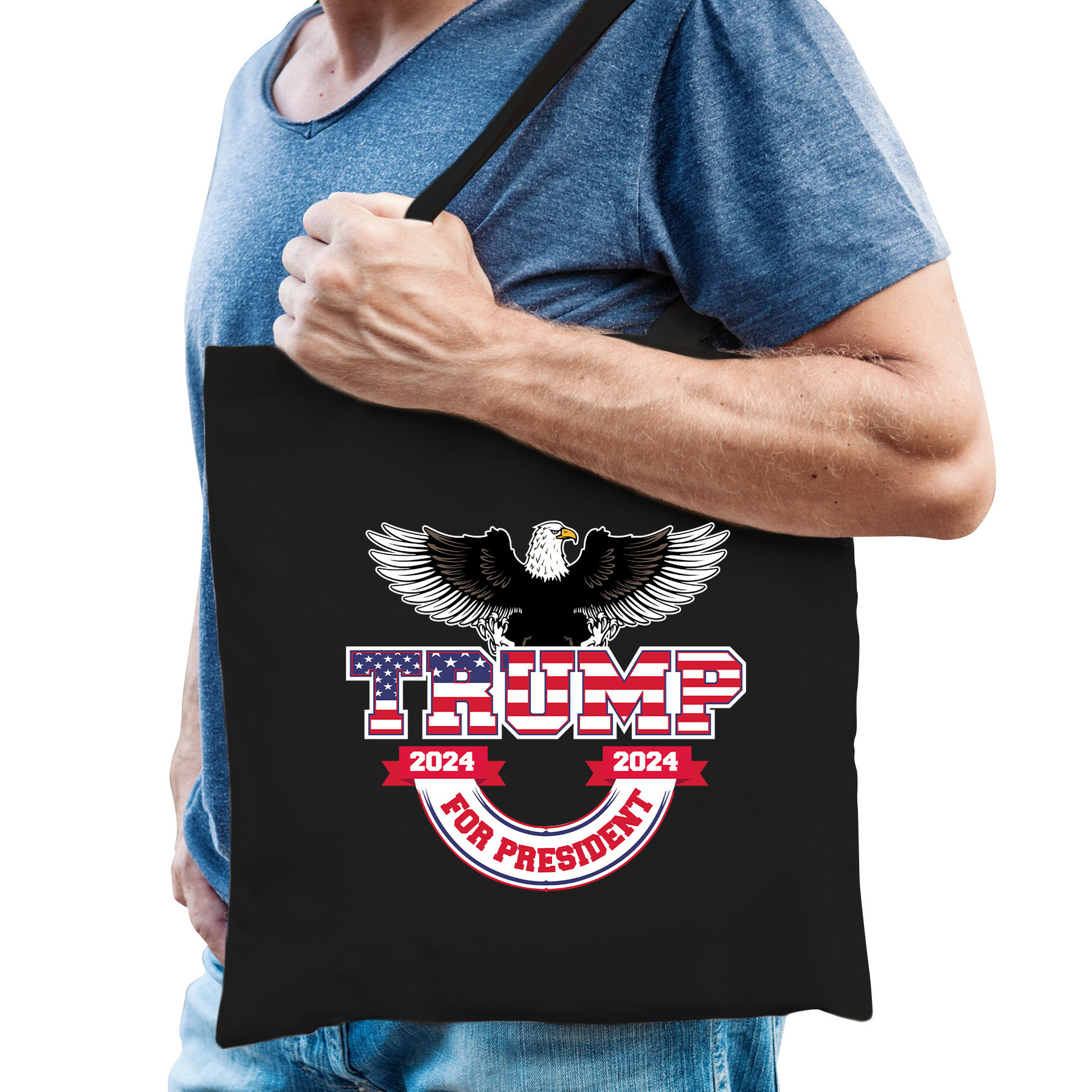 Tas Trump for president - fout/grappig voor carnaval - 42 x 38 cm -