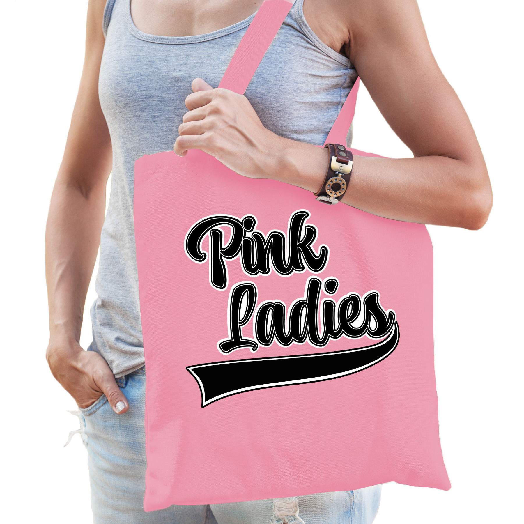 Shopper/tas Grease Pink Ladies - 42 x 38 cm - roze -