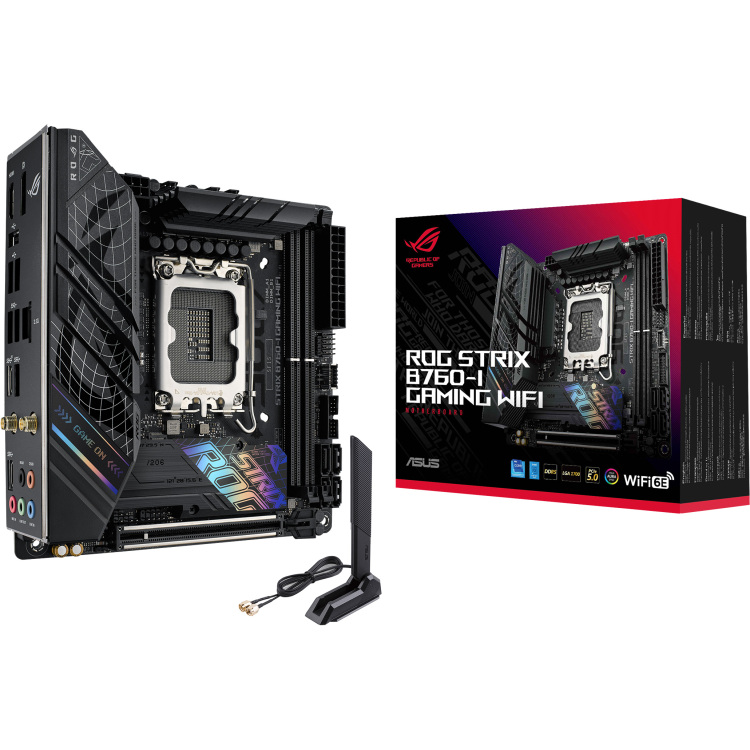 ASUS ROG STRIX B760-I GAMING WIFI moederbord RAID, 2.5 Gb-LAN, Wi-Fi 6E, BT 5.3, Sound, Mini-ITX