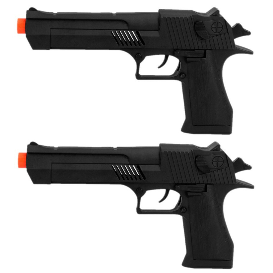 2x stuks verkleed speelgoed Politie accessoires/wapen pistool 21 cm -