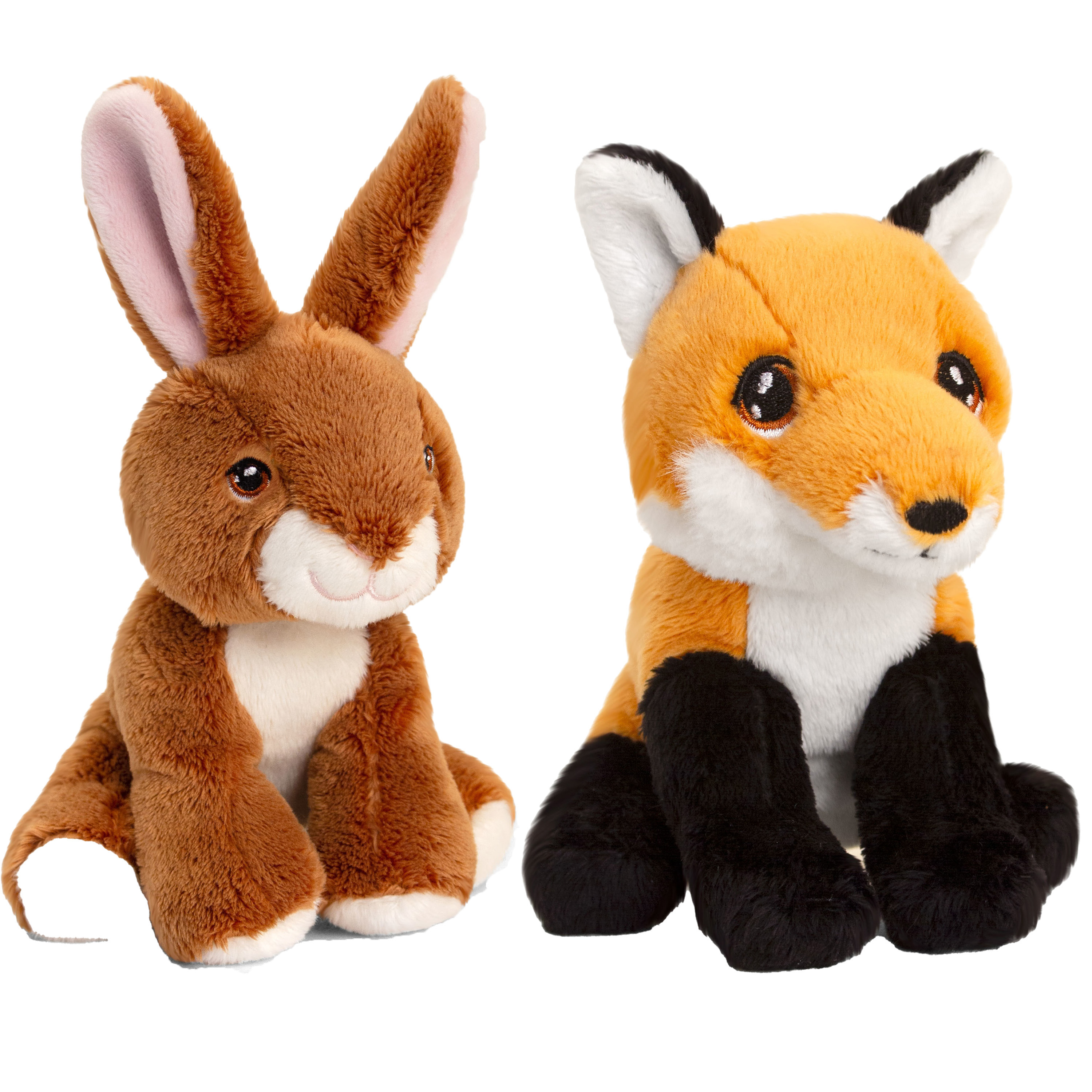 Pluche knuffels konijn en rode vos bosdieren vriendjes 12 cm -