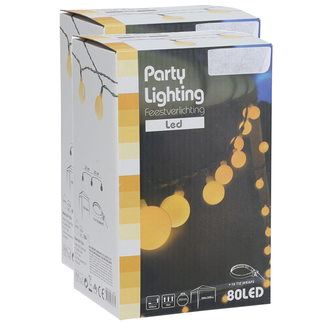 2x stuks buiten feestverlichting met 80 lampjes warm wit 16m -