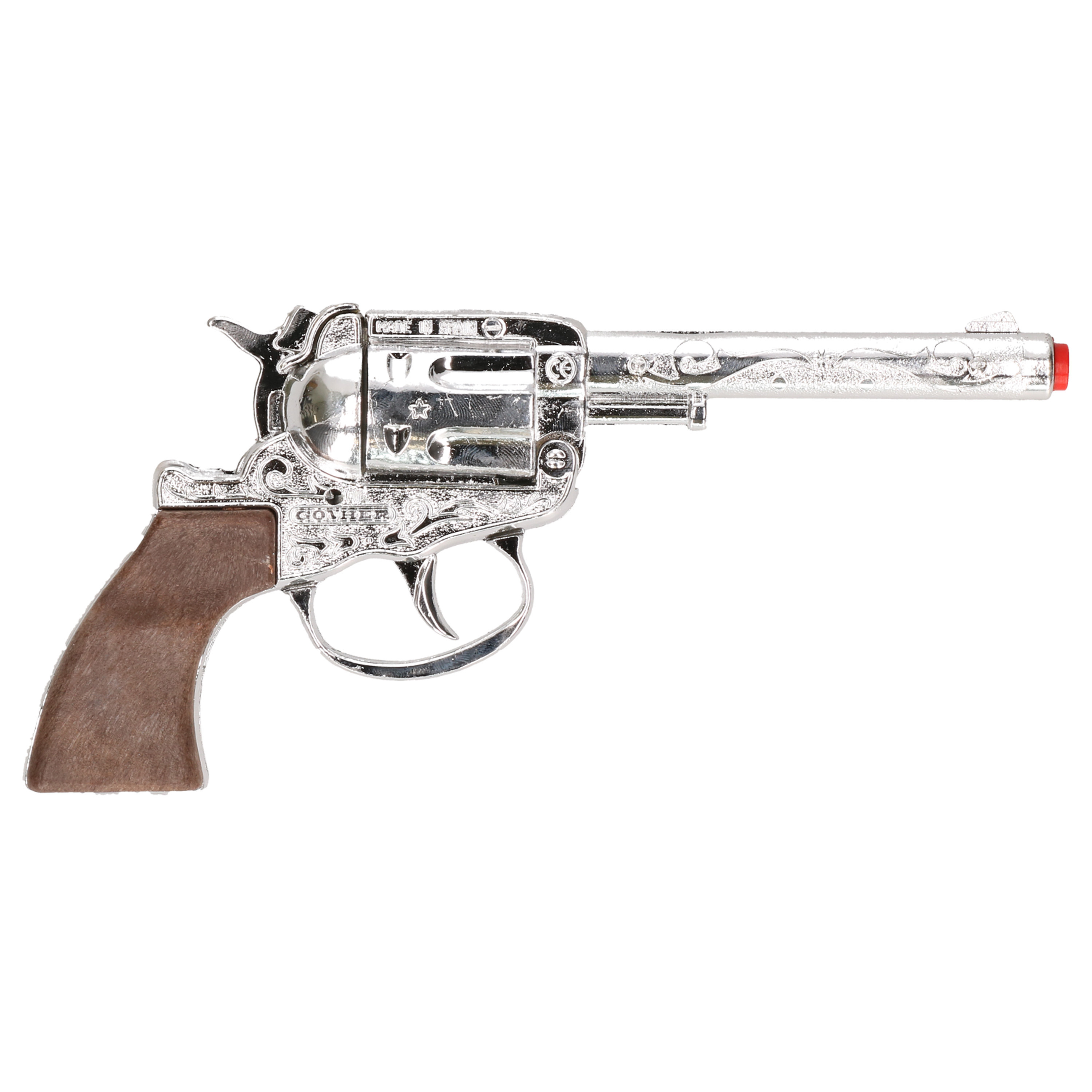 Cowboy verkleed speelgoed revolver/pistool metaal 100 schots plaffertjes -