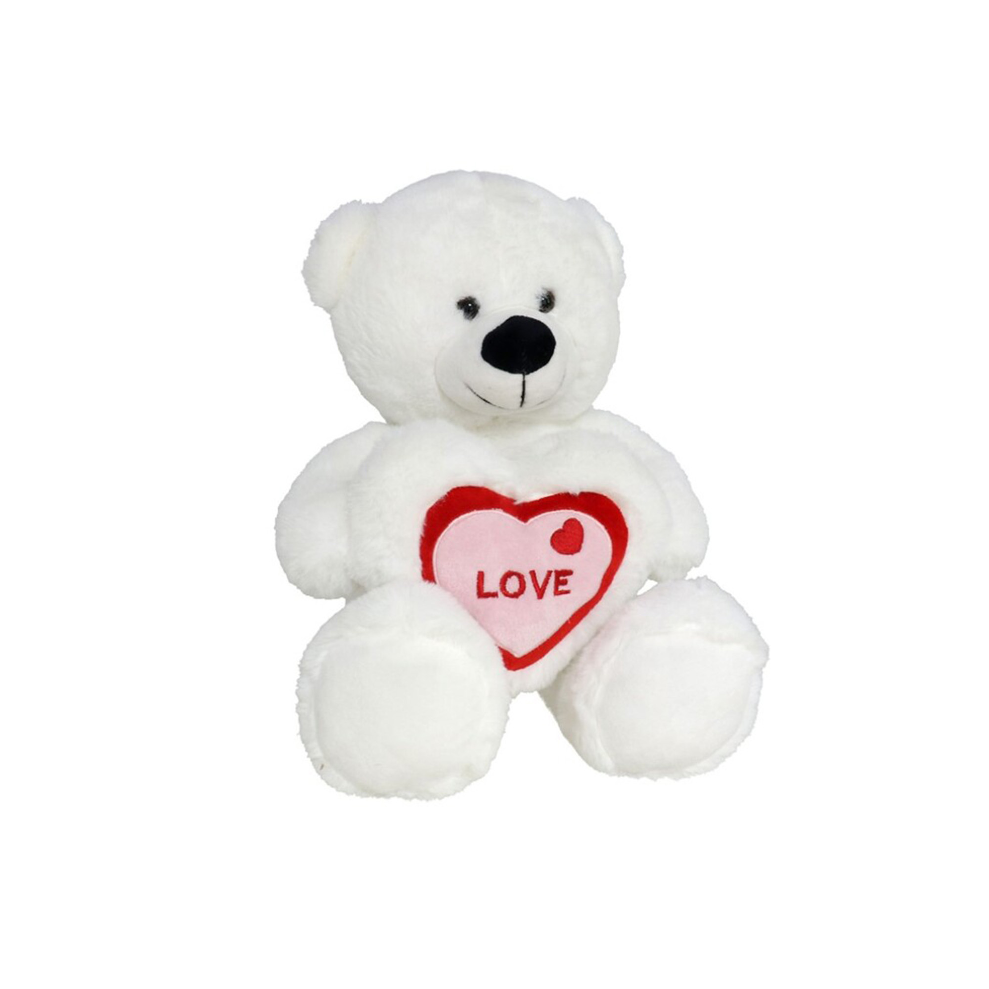Pluche knuffelbeer met wit/rood Love hartje 20 cm -