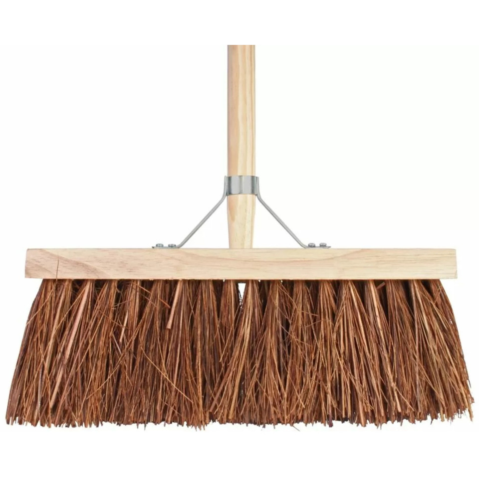 Buitenbezem - FSC hout - natuurvezel - 37 cm - 25 mm bezemsteel - 130 cm -