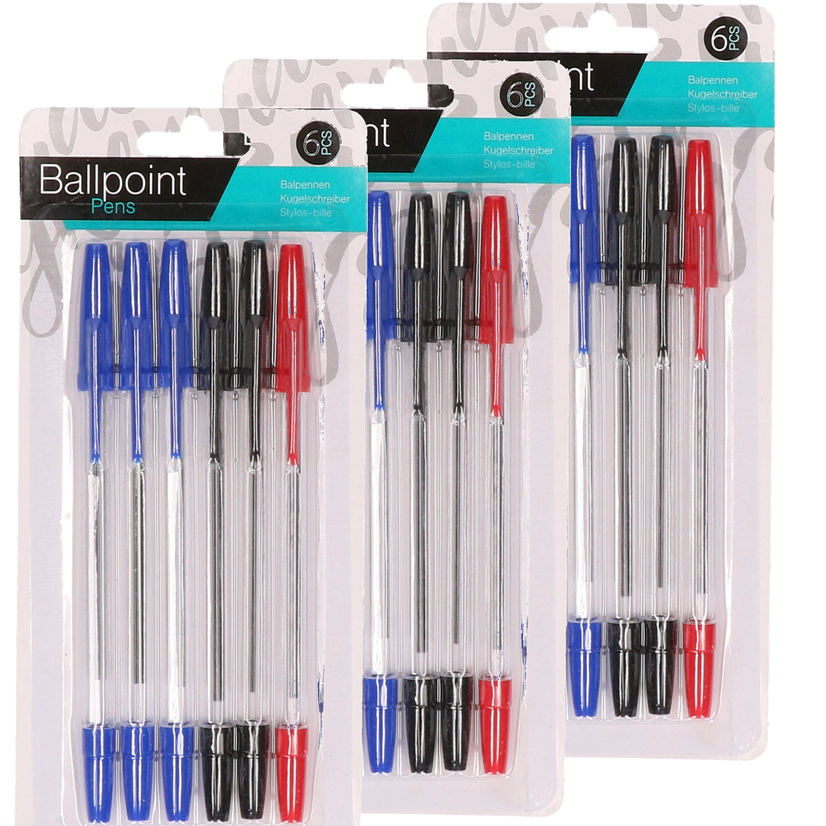 Balpennen set - 24 stuks - 3 kleuren -