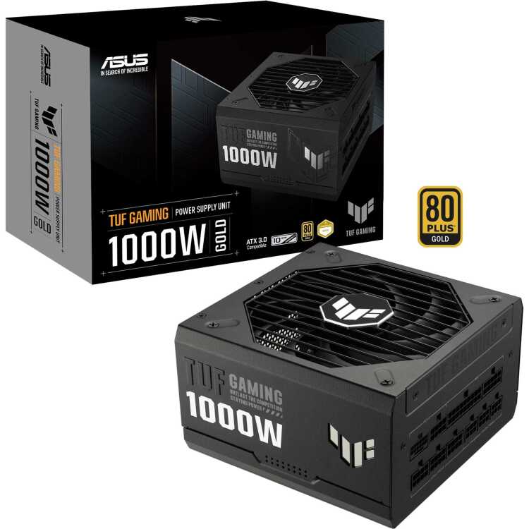 ASUS TUF Gaming 1000W Gold voeding 4x PCIe, 1x 12VHPWR, Full kabelmanagement