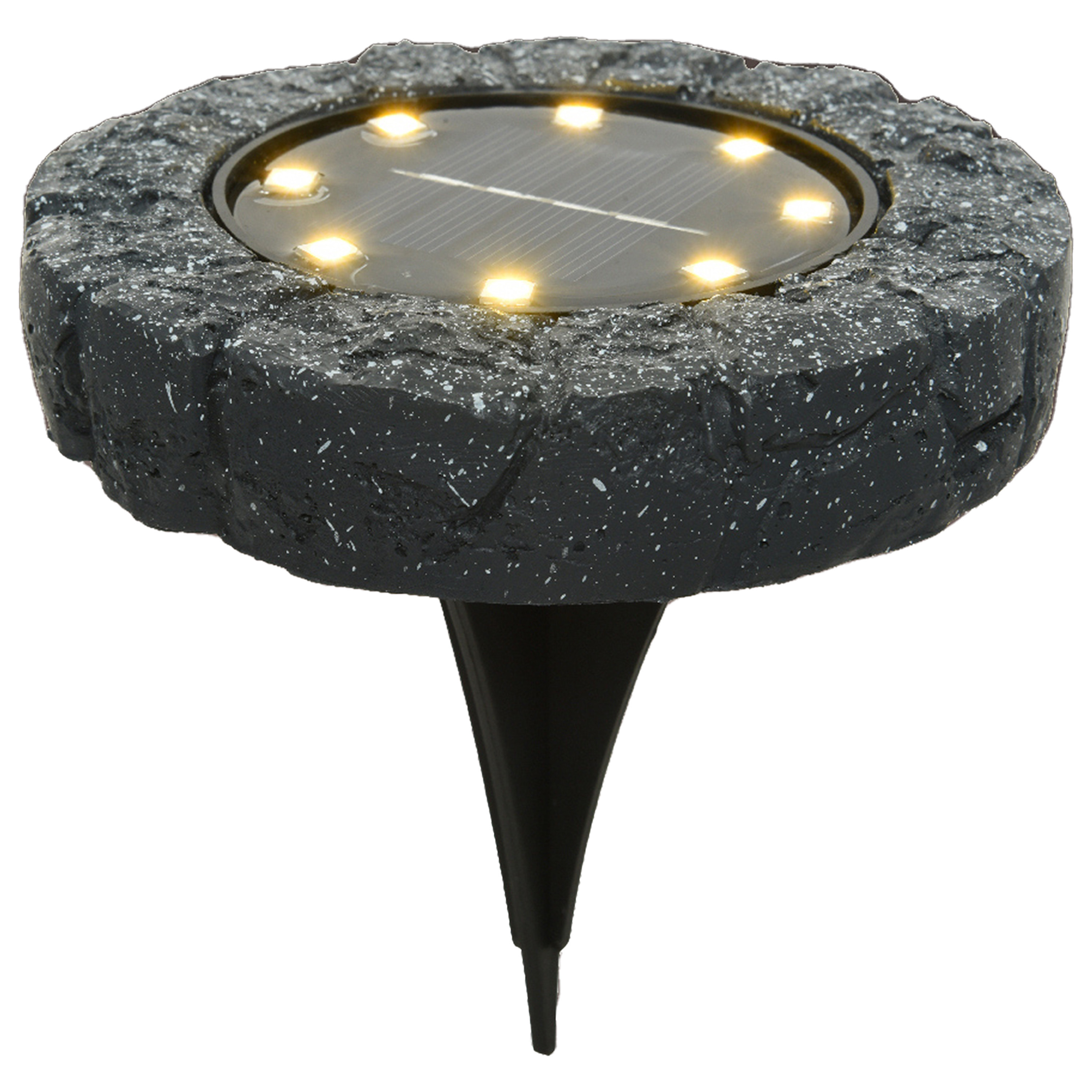 Solar grond prikspot/tuinspot led - kunststeen - steengrijs - 11 x 2 cm - warm wit -