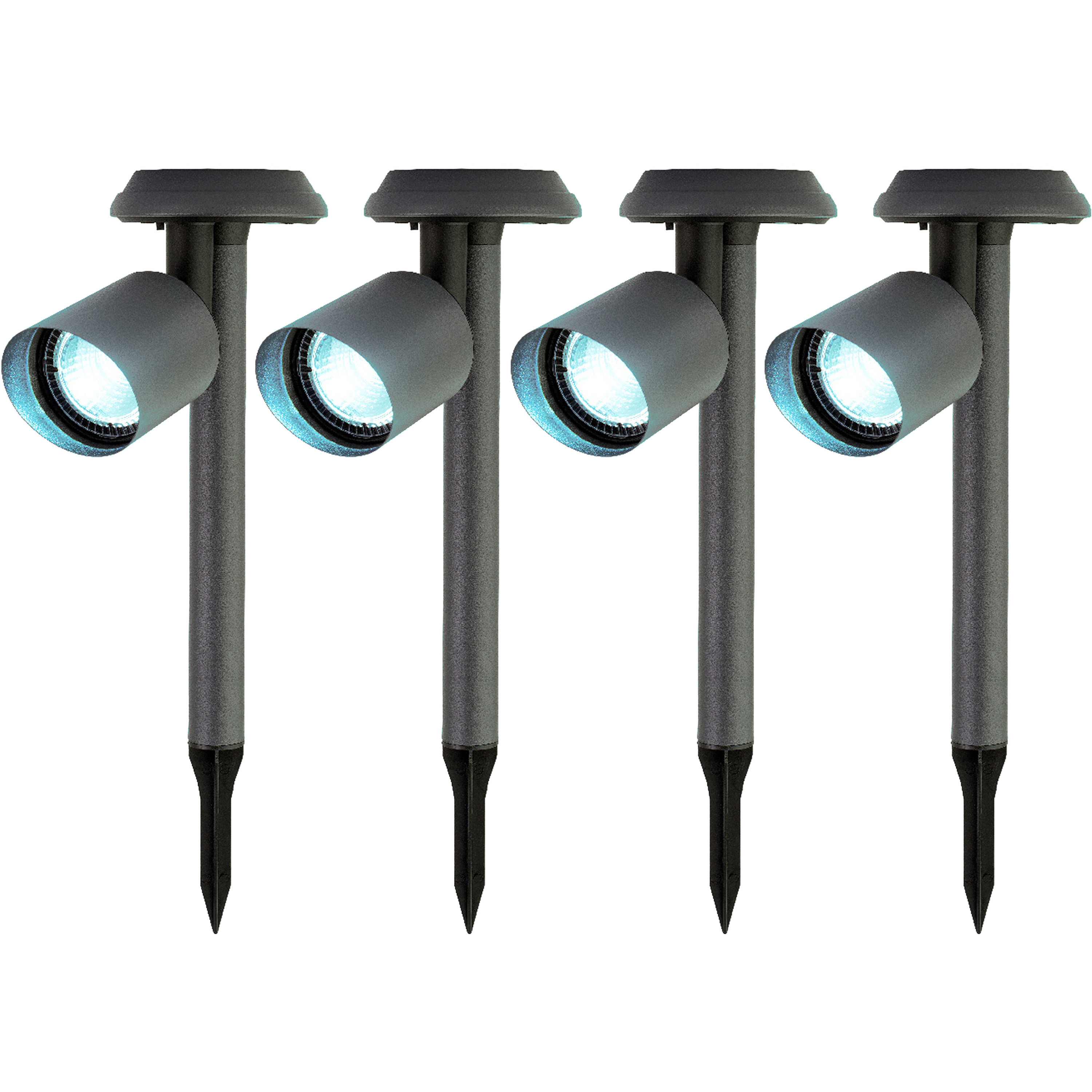 4x stuks solar prikspots/tuinspots - metaal - zwart - H26 cm -