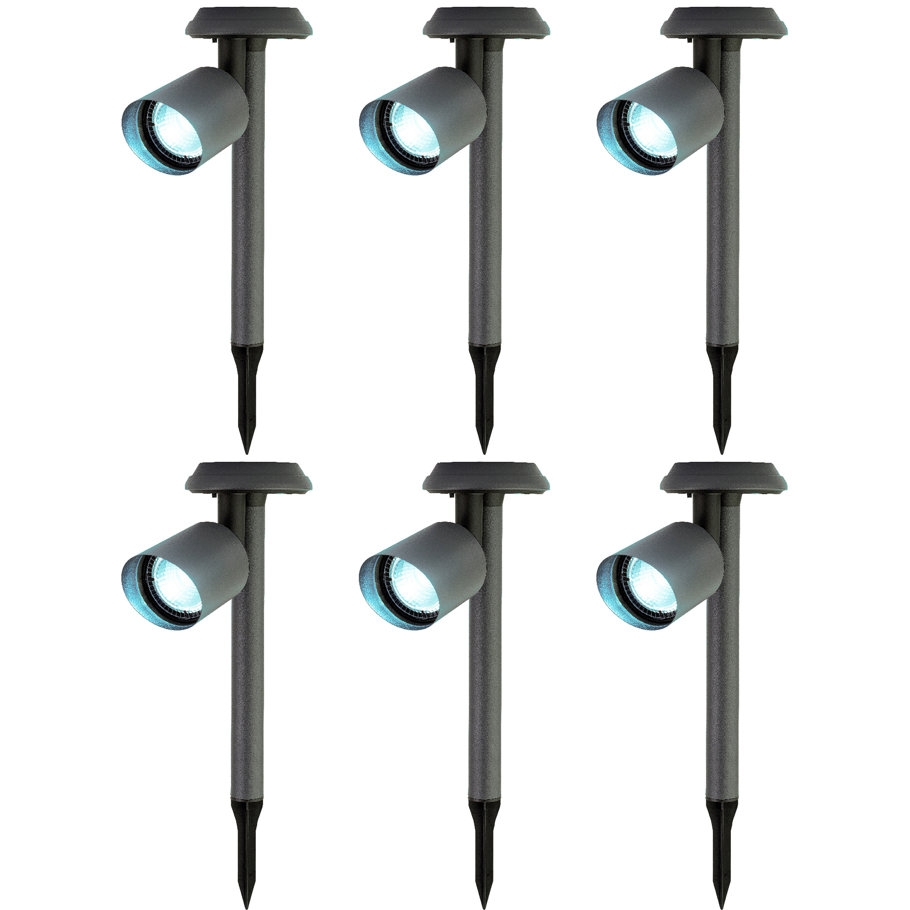 6x stuks solar prikspots/tuinspots - metaal - zwart - H26 cm -