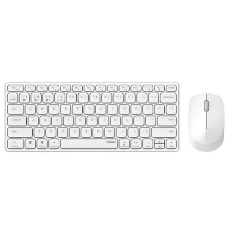 Rapoo 9600M Draadloze multimode Blade Combo Set, QWERTY US Toetsenbord Wit