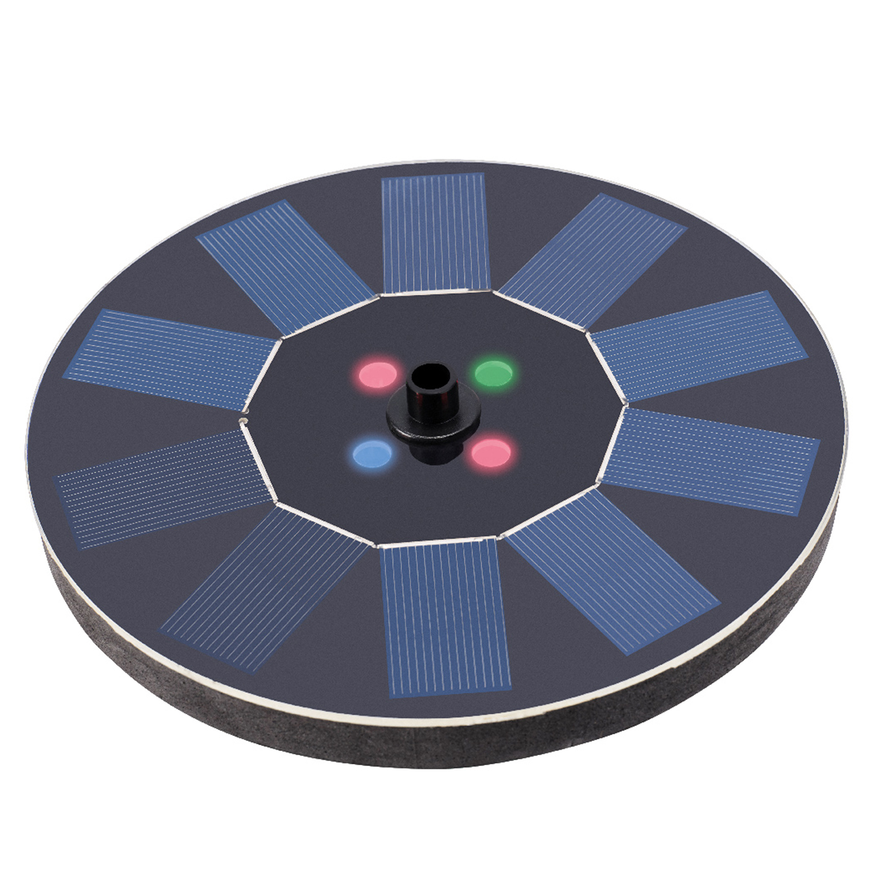 Solar fontein met led verlichting - D16 cm - zwart - vijver sierfontein -