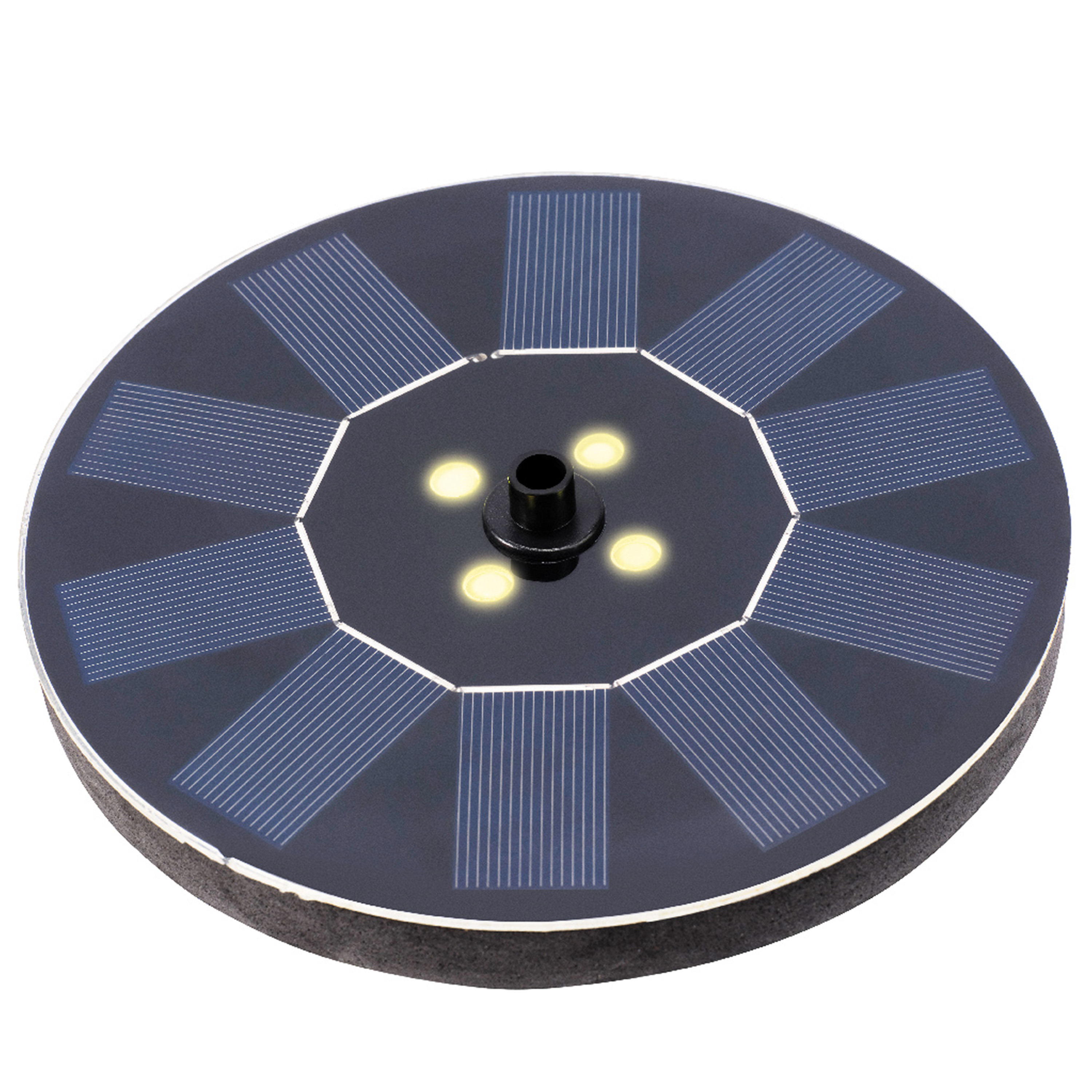 Solar fontein met led verlichting - D16 cm - zwart - vijver sierfontein -