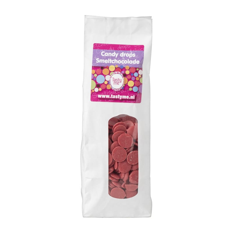 Tasty Me candy drops/smeltchocolade - roze - 330 gram
