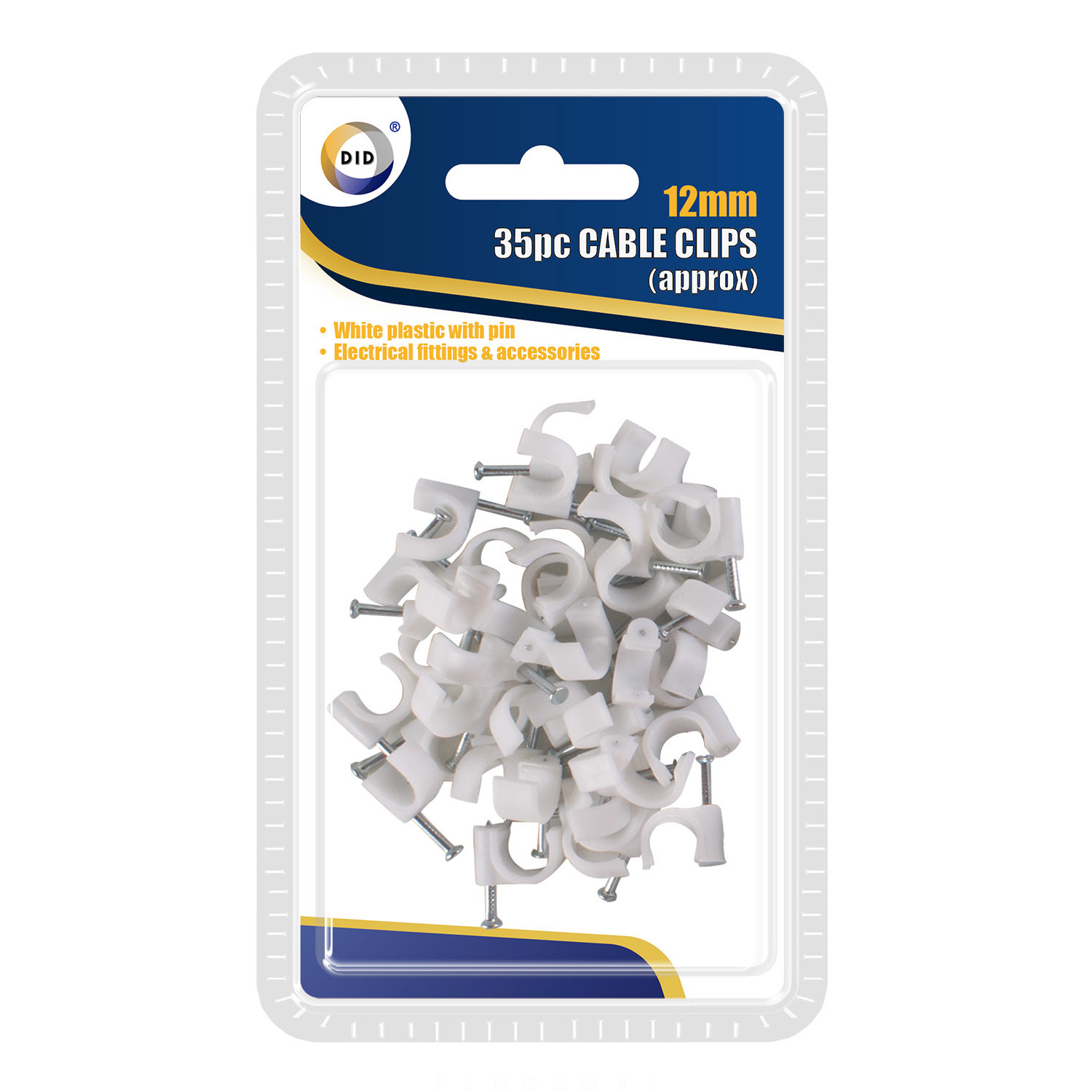 35x Witte kabelclips/kabelklemmen met spijker 12 mm -