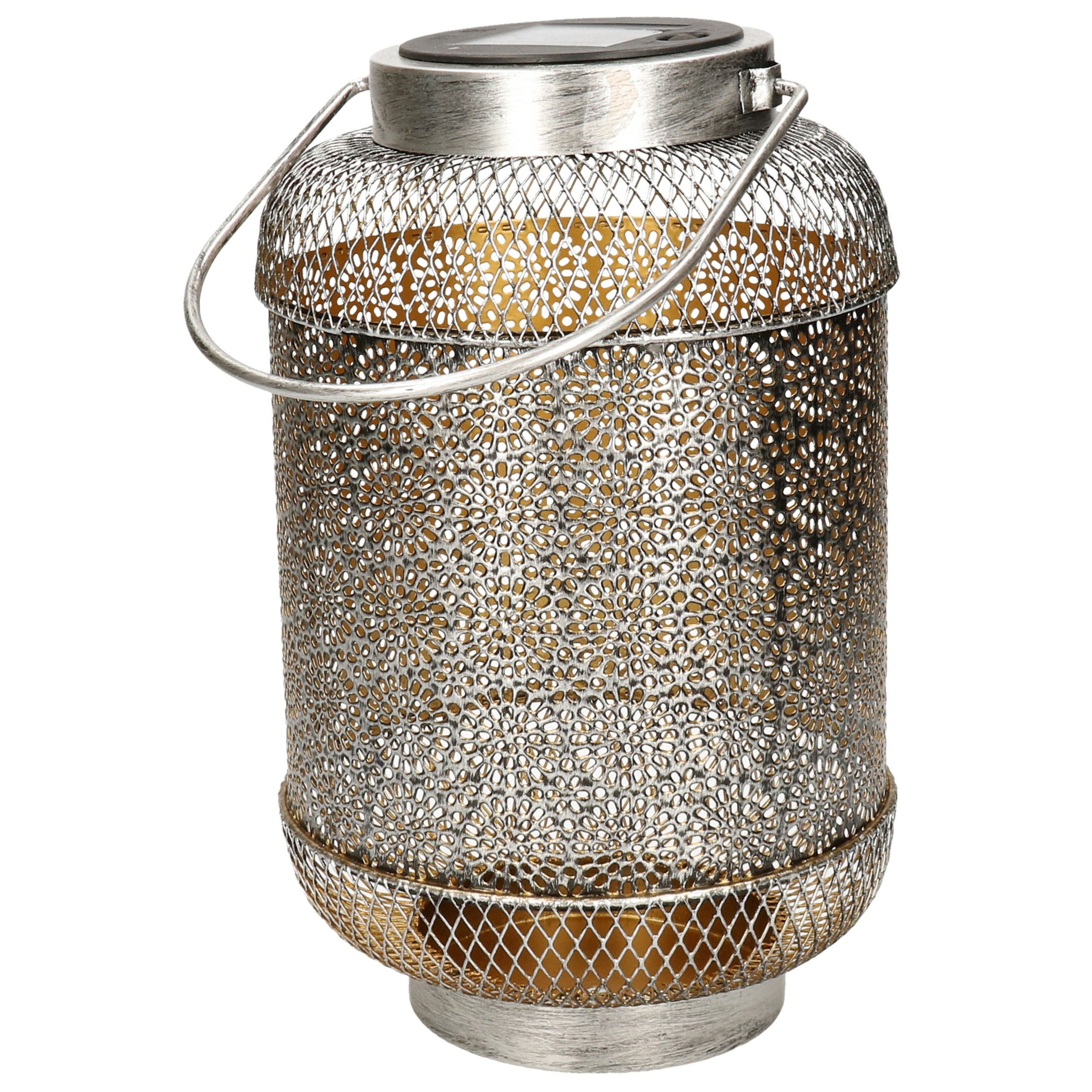 Anna's collection Solar lantaarn - zilver - metaal - 16 x 26 cm -