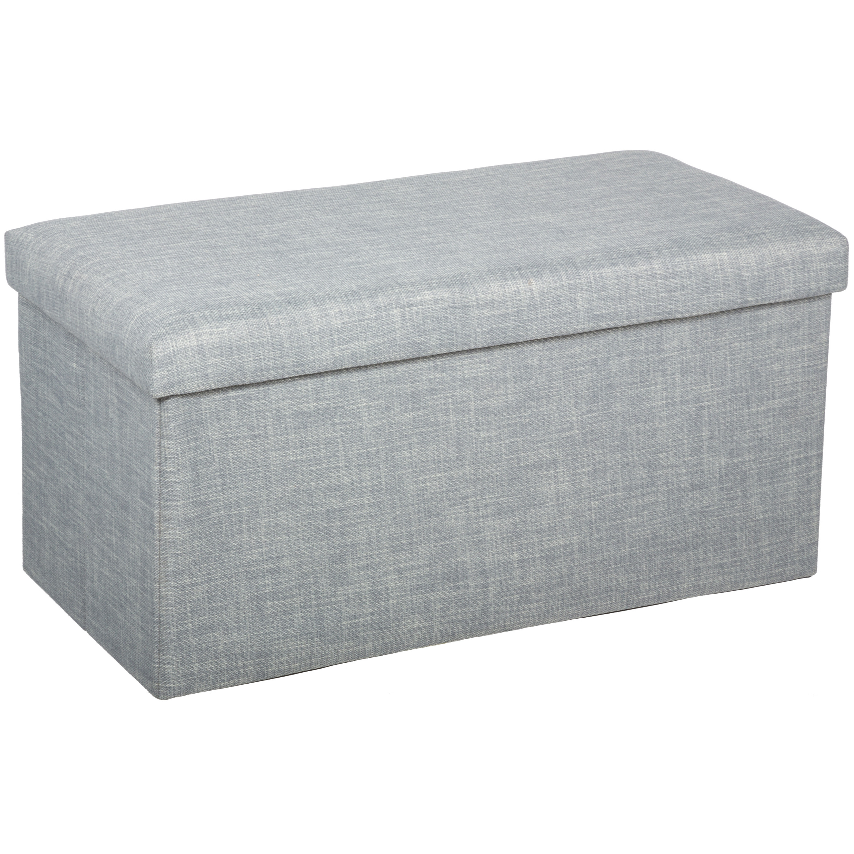 Poef/hocker - opbergbox - lichtgrijs - kunststof/mdf - 76 x 38 x 38 cm - opvouwbaar -