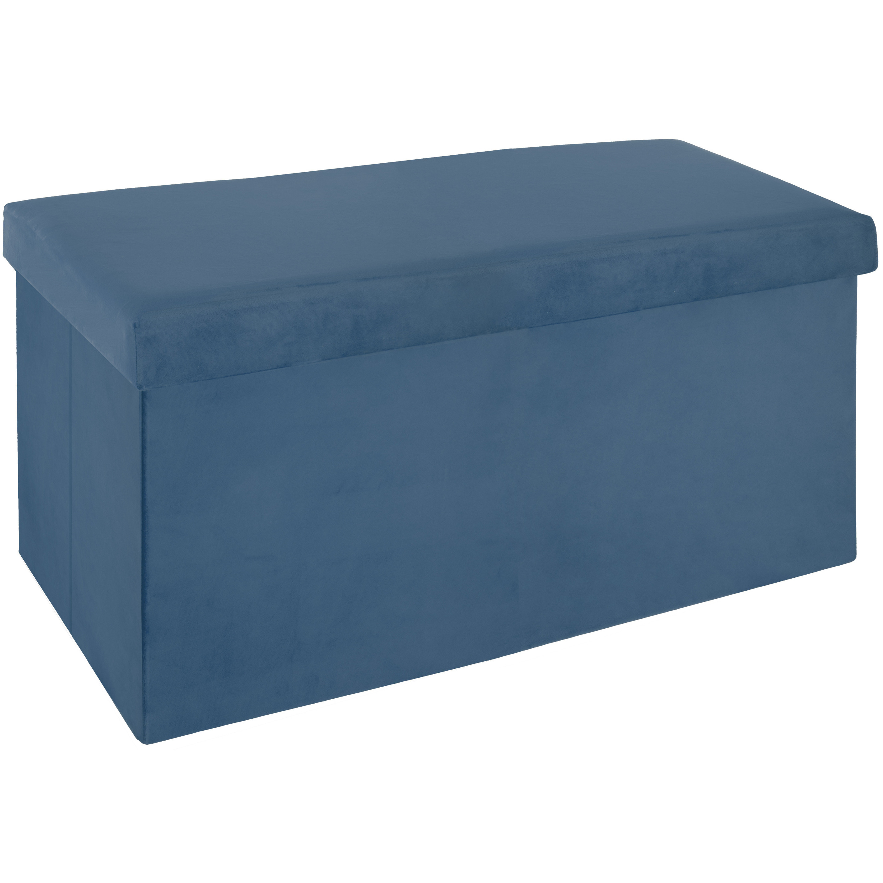 Poef/hocker - opbergbox - blauw - kunststof/mdf - 76 x 38 x 38 cm - opvouwbaar -