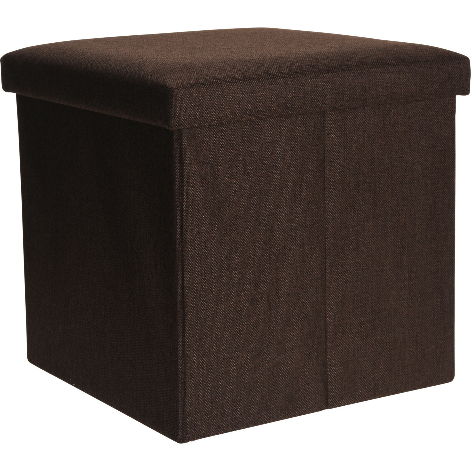 Poef/hocker/krukje - opbergbox - bruin - polyester - 38 x 38 cm - opvouwbaar -