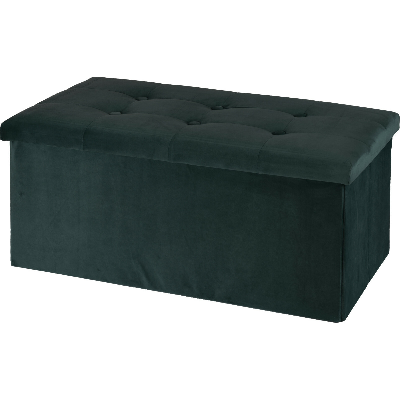 Poef/hocker/krukje - opbergbox - donkergrijs - fluweel polyester - 76 x 40 x 38 cm - opvouwbaar -