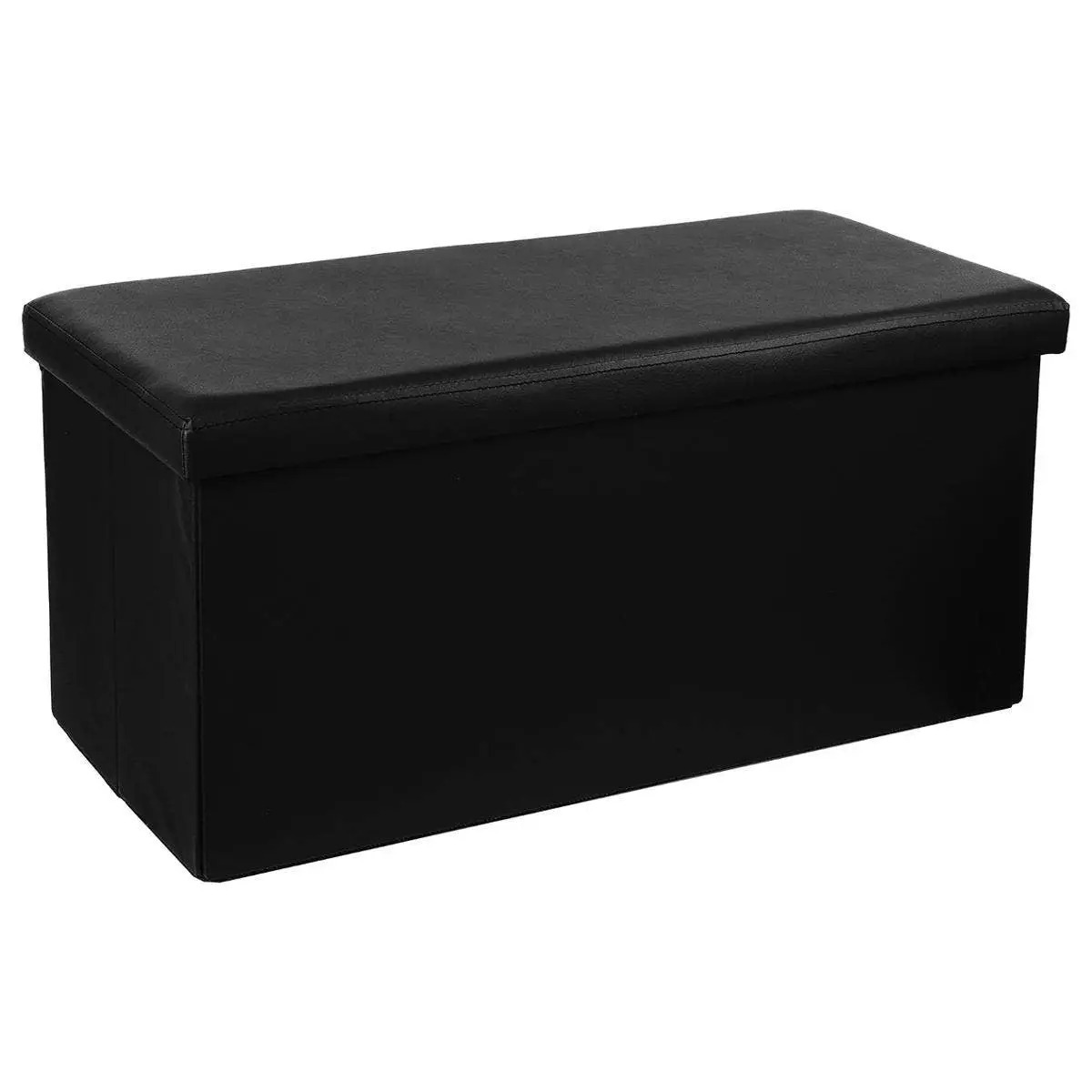 Poef/hocker - opbergbox - zwart - kunststof/mdf - 76 x 38 x 38 cm - opvouwbaar -