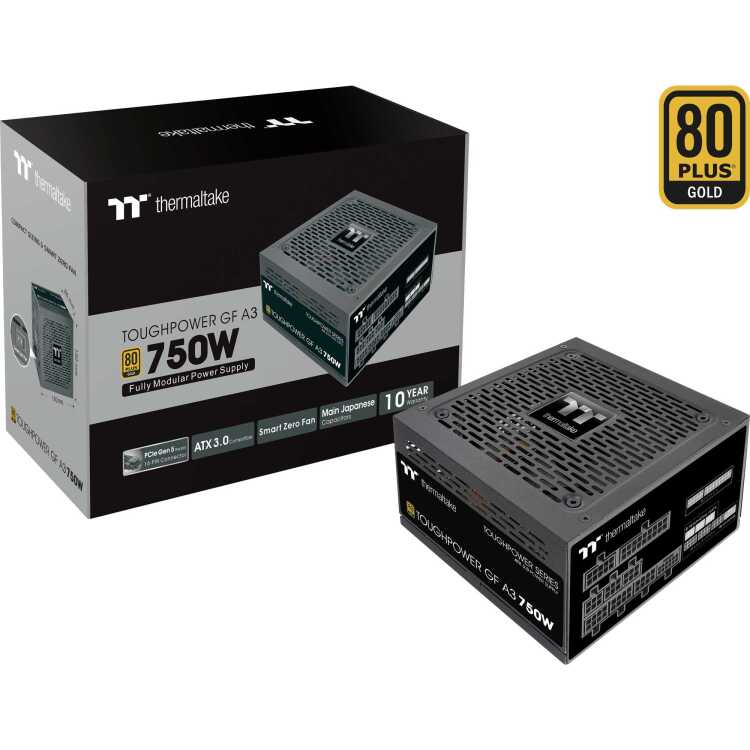 Thermaltake Toughpower GF A3 Gold 750W - TT Premium Edition voeding 4x PCIe, 12VHPWR, Kabelmanagement
