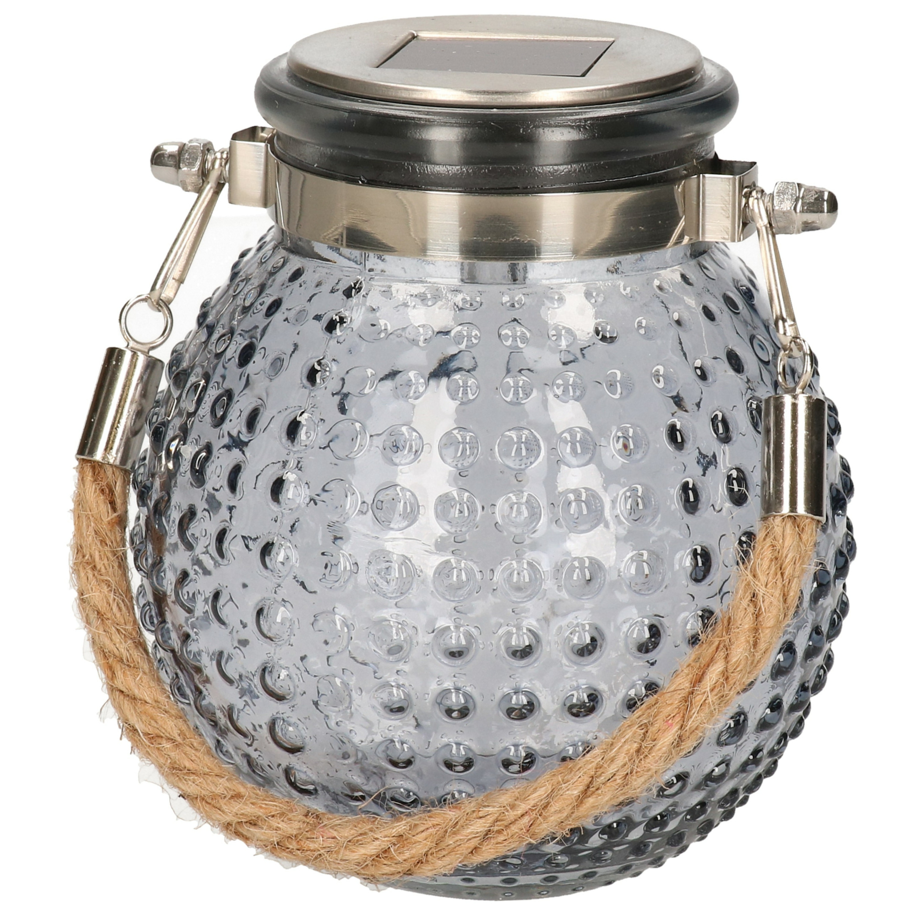 Solar lantaarn glas - grijs - bubbel structuur - 10 x 12 cm -