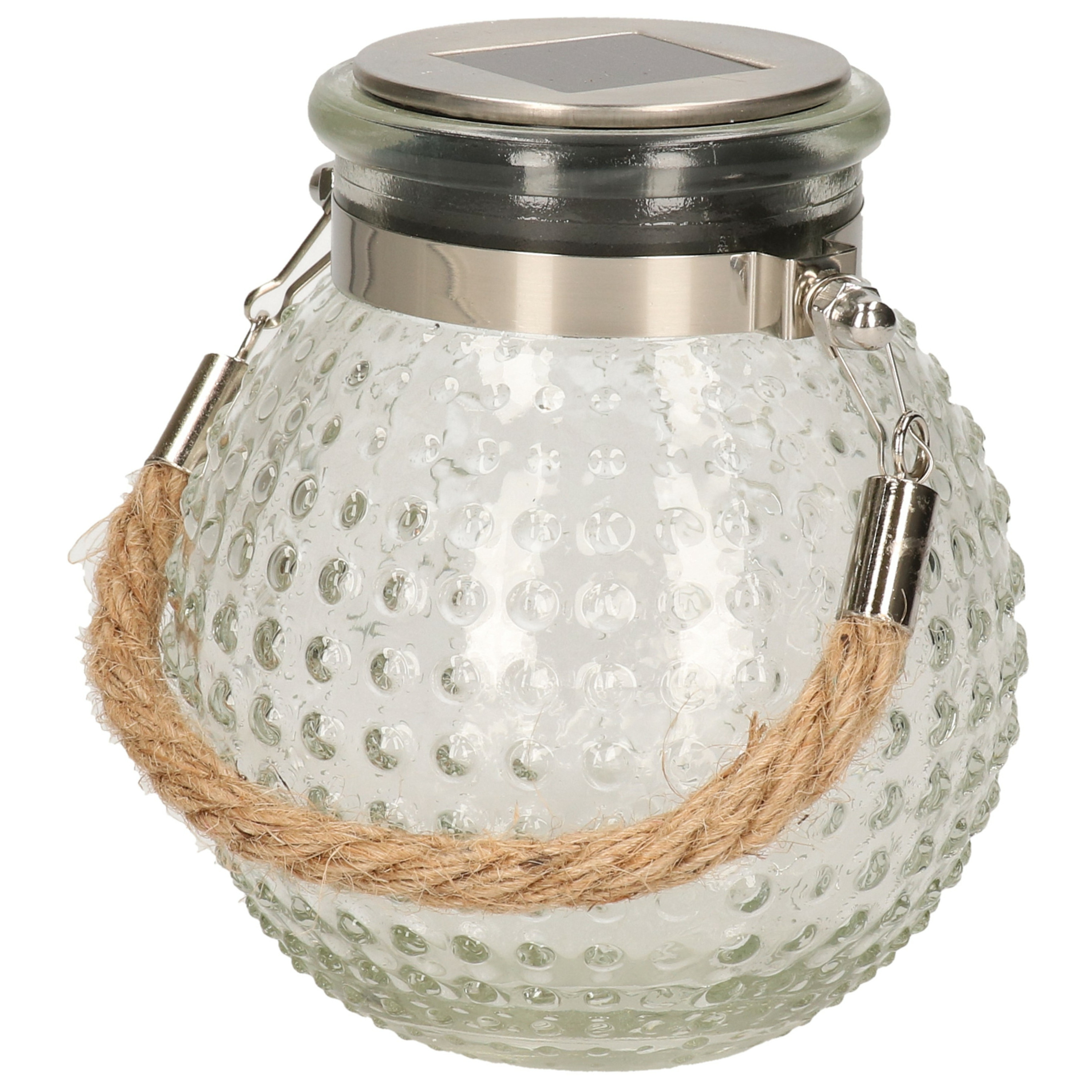 Solar lantaarn glas - transparant - bubbel structuur - 10 x 12 cm -
