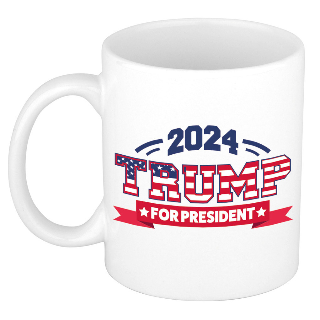Mok/beker - Trump for president 2024 - wit - 300 ml - keramiek -