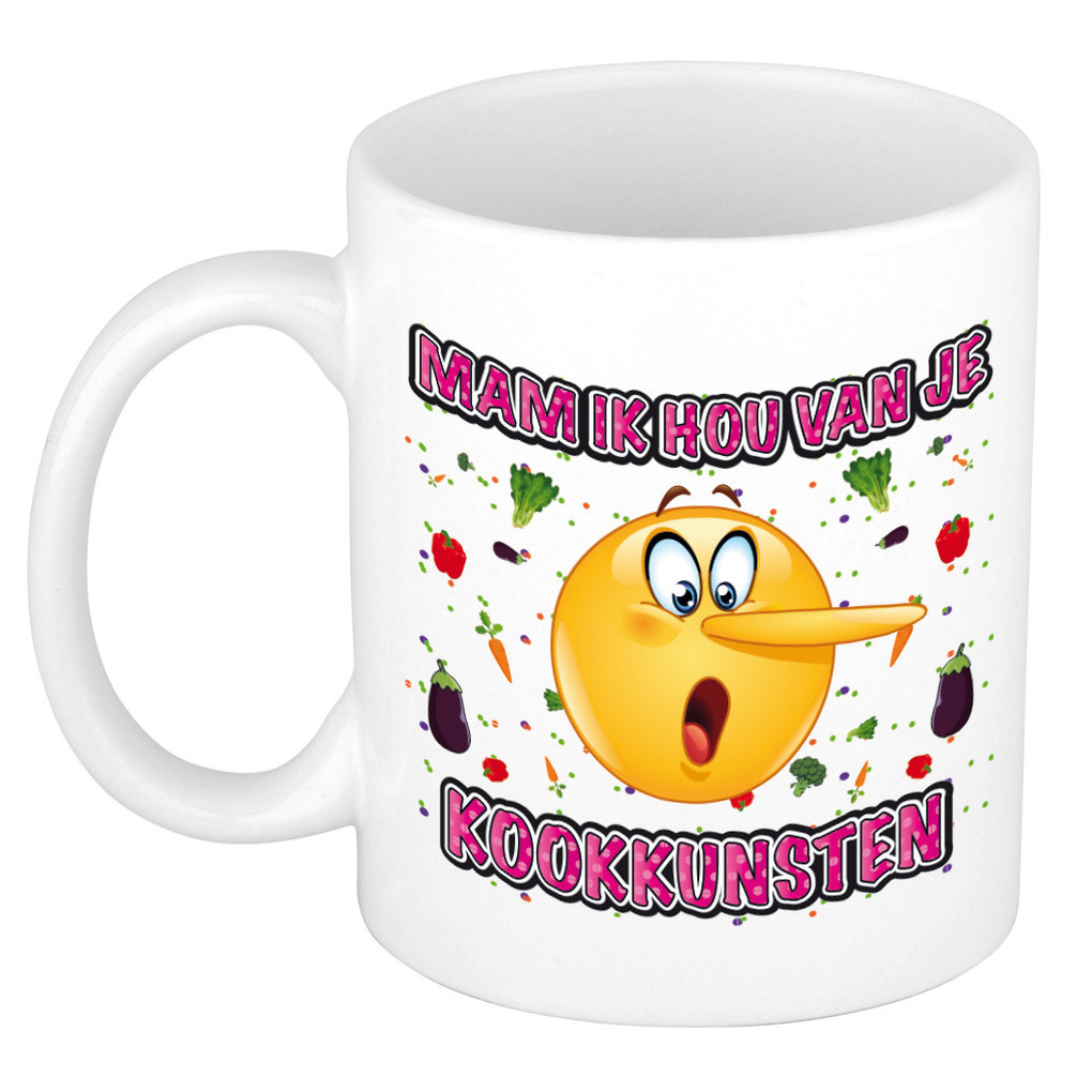 Moederdag mok - ik hou van je kookkunsten - wit - 300 ml - keramiek -
