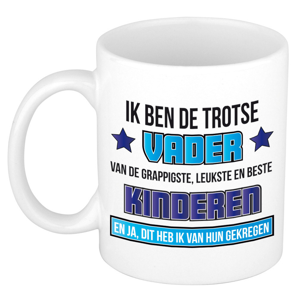 Vaderdag mok - trotse vader van de leukste kinderen - wit - 300 ml - keramiek -