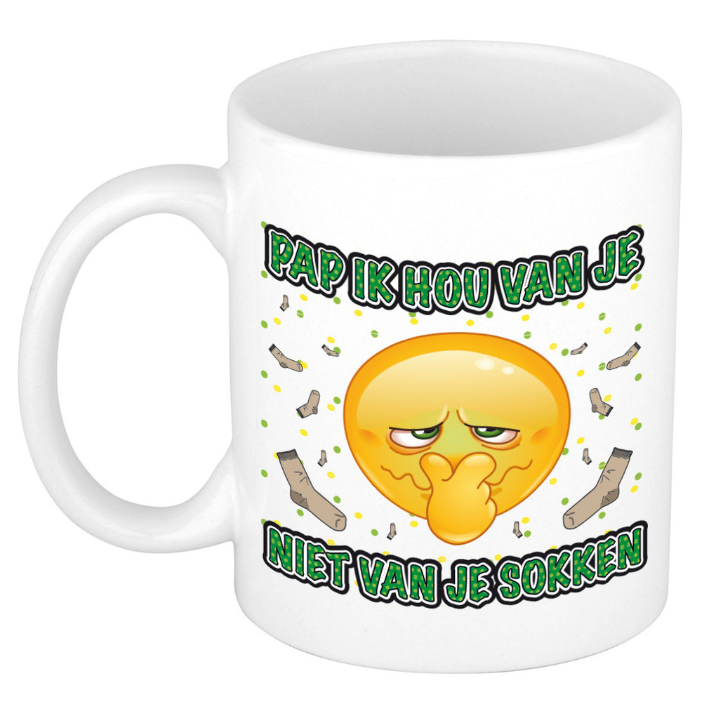 Vaderdag mok - pap ik hou van je niet van je sokken - wit - 300 ml - keramiek -