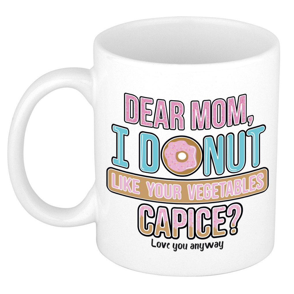 Moederdag mok - mom I donut like your vegetables - wit - 300 ml - keramiek -