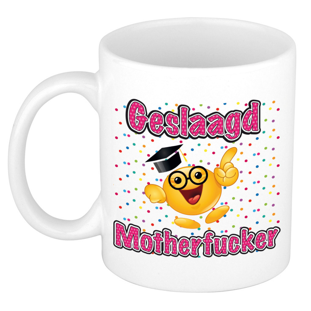 Geslaagd cadeau mok - Geslaagd Motherfucker - keramiek - ca. 300 ml -