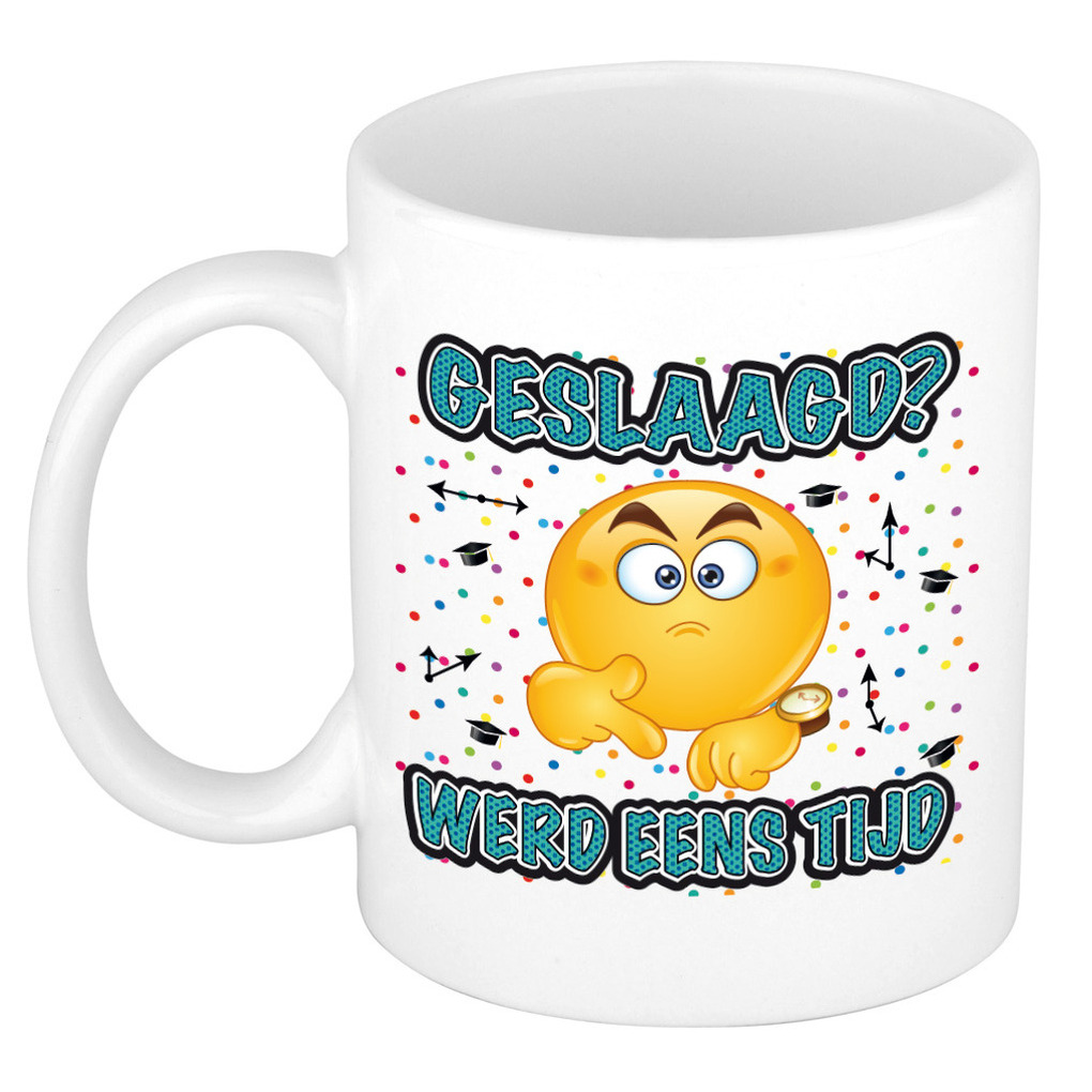 Geslaagd cadeau mok - Werd eens tijd - keramiek - ca. 300 ml -