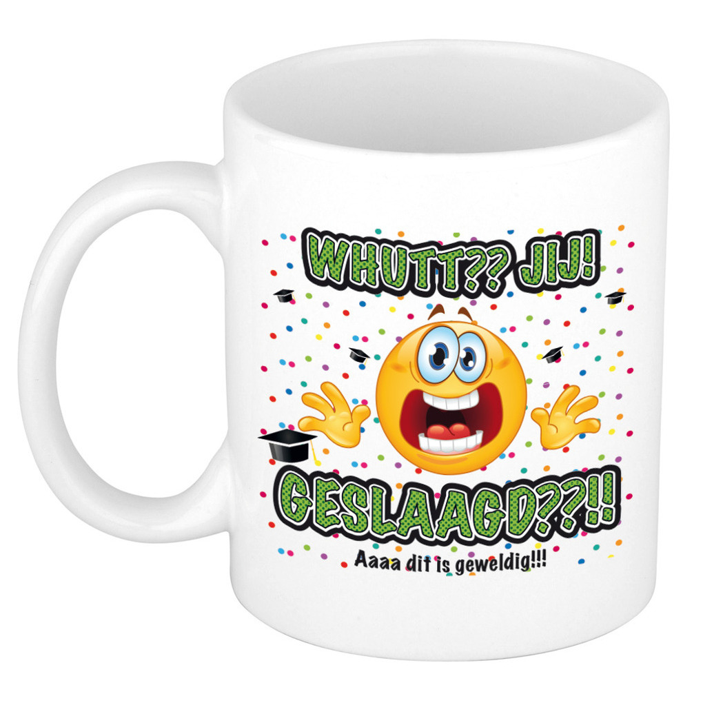 Geslaagd cadeau mok - Whutt jij geslaagd - keramiek - ca. 300 ml -